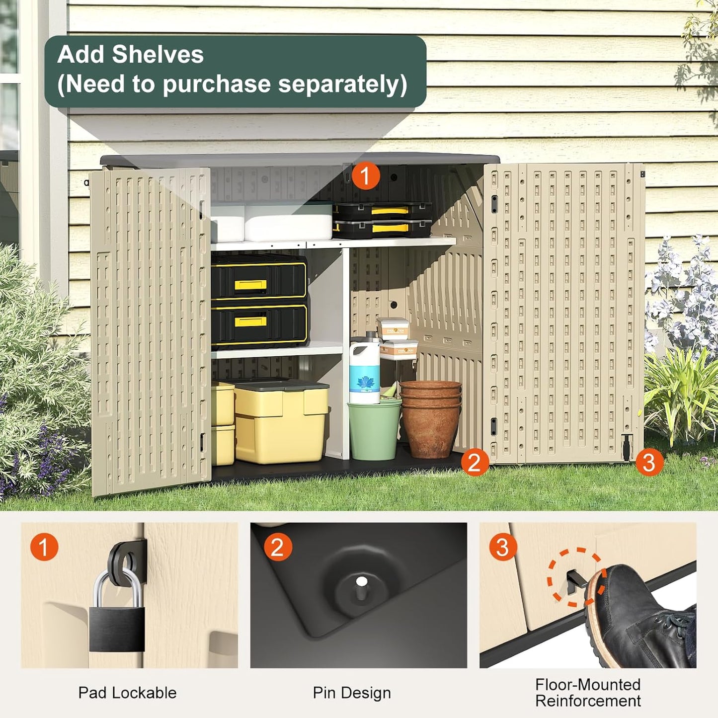 30 Cu.Ft Outdoor Storage Shed, Multi-Purpose Weather-Resistant Utility Shed - Image 2
