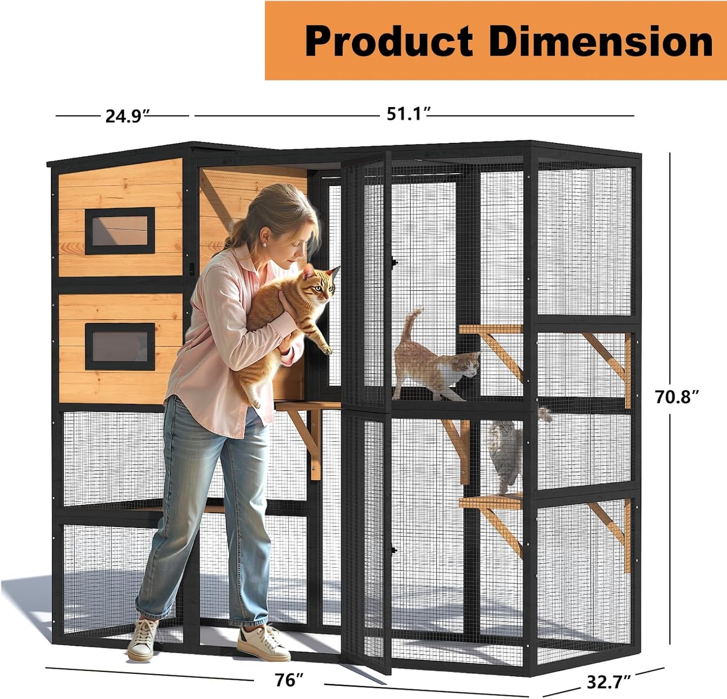 Large Indoor Cat Catio, 4 Tier Outdoor Cat Enclosures House for Cats - Image 3