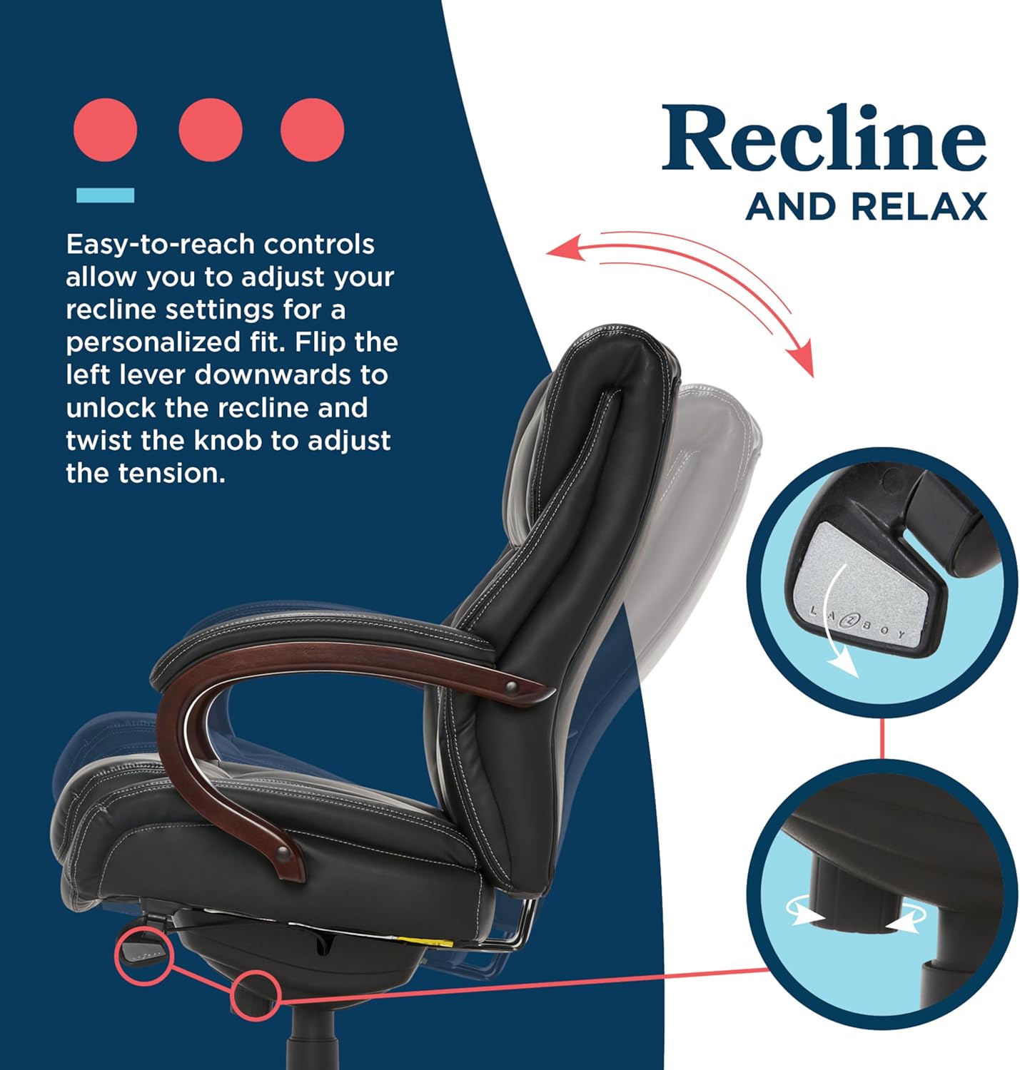 La-Z-Boy® Bellamy Executive Office Chair with Memory Foam Cushions - Image 7