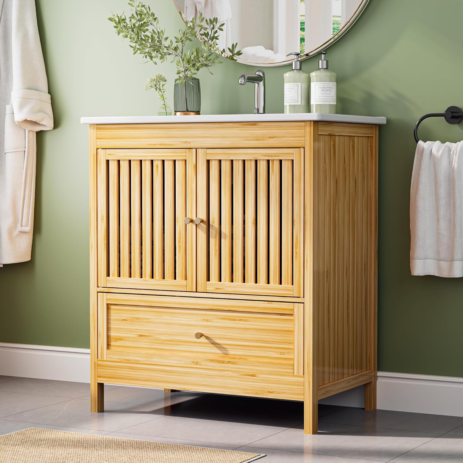 30" Bathroom Vanity - Natural - Cabinet Only - Image 1