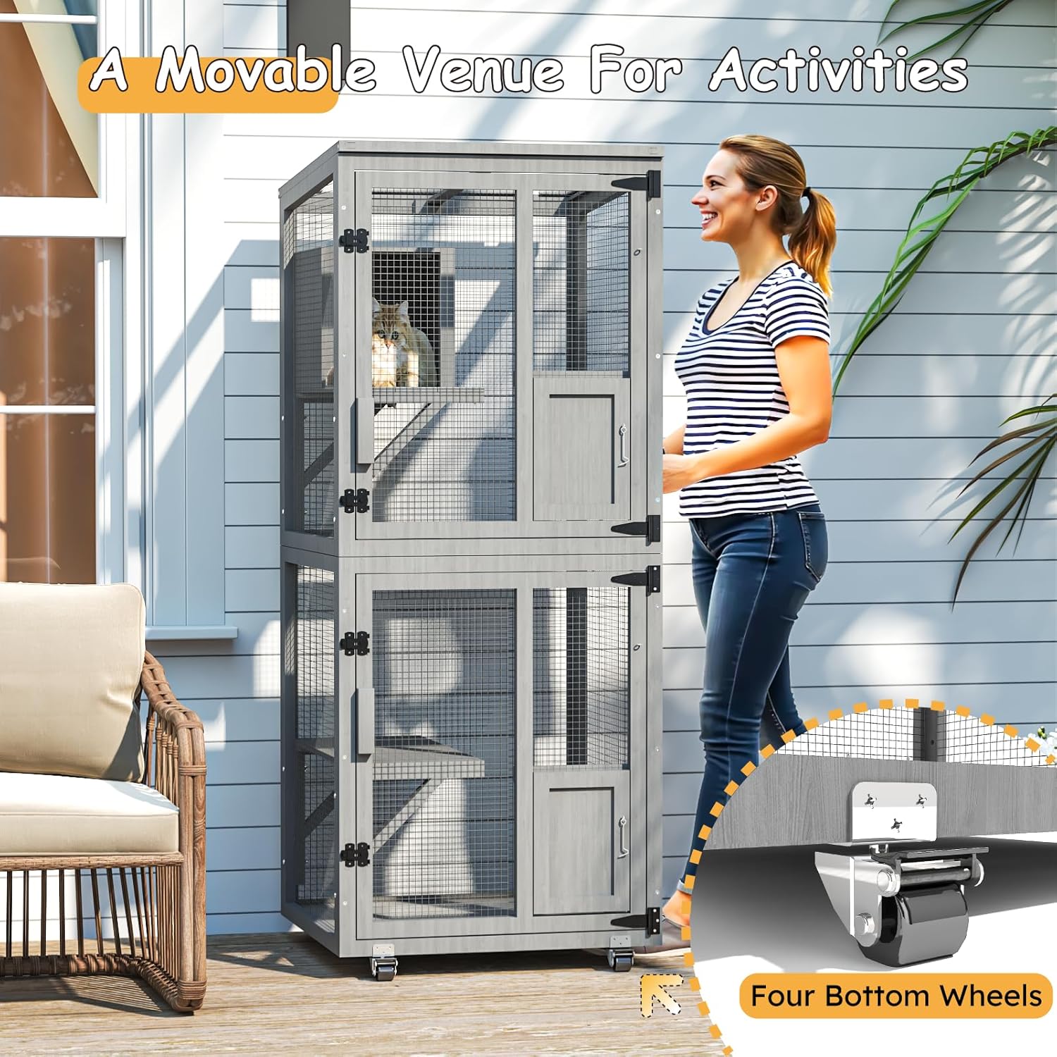 4 Tiers Catio Outdoor Cat Enclosure - Image 4