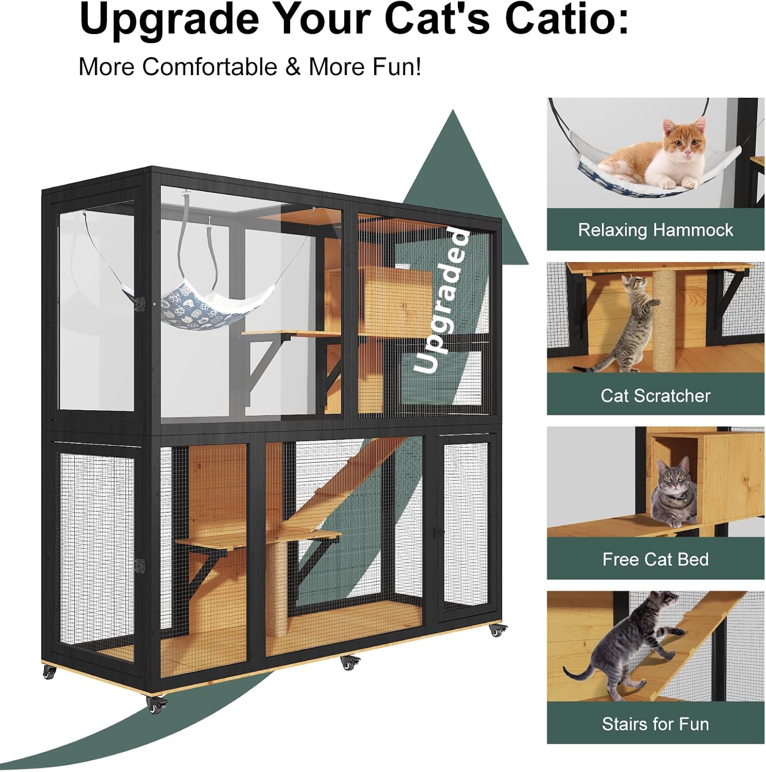 Large Catio with Wheels, 4 Tier Cat Enclosures House - Image 4