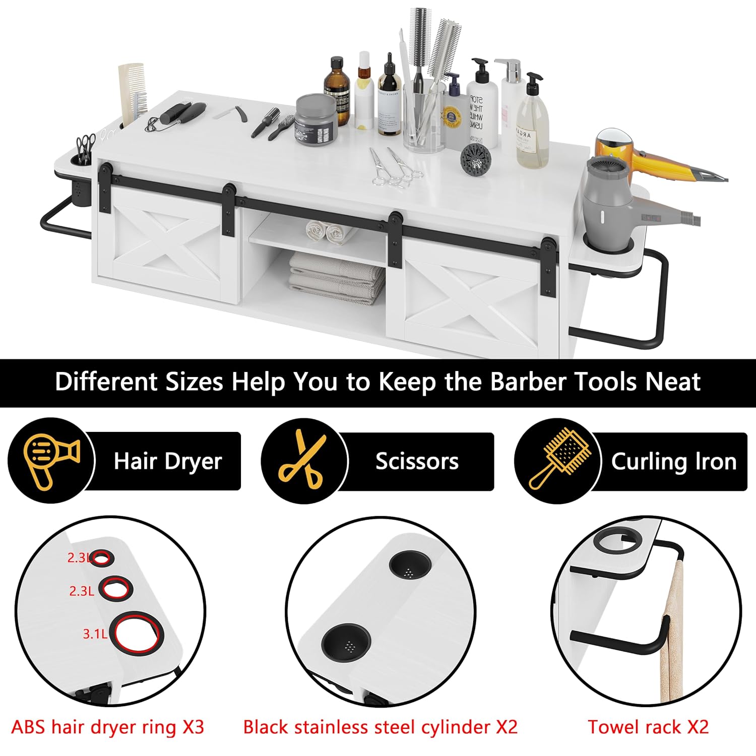 Wall Mount Salon Station, Hair Station with Multifunctional Storage Space - Image 3