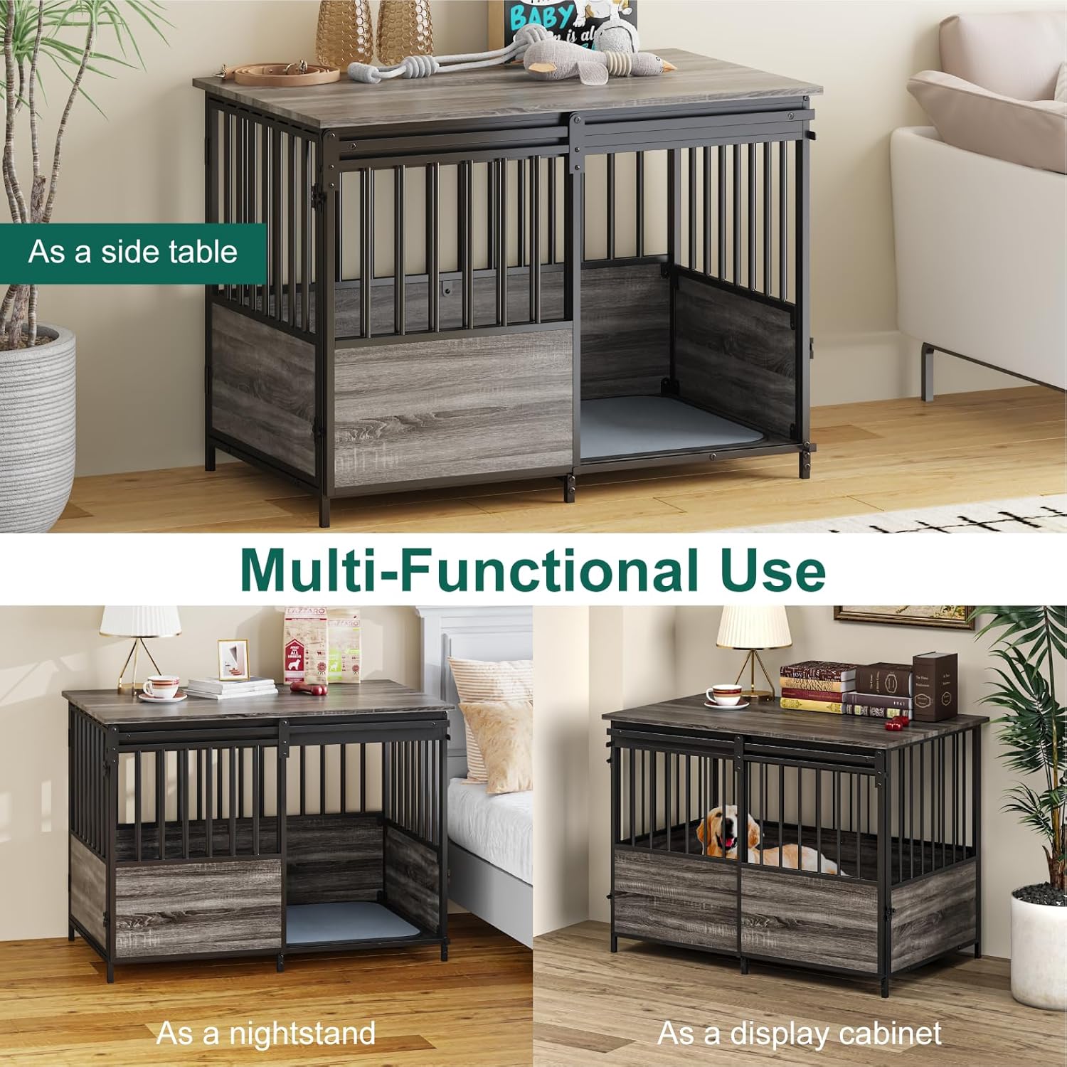 40 Inch Dog Crate Furniture with Cushion for Large Medium Dogs - Image 8