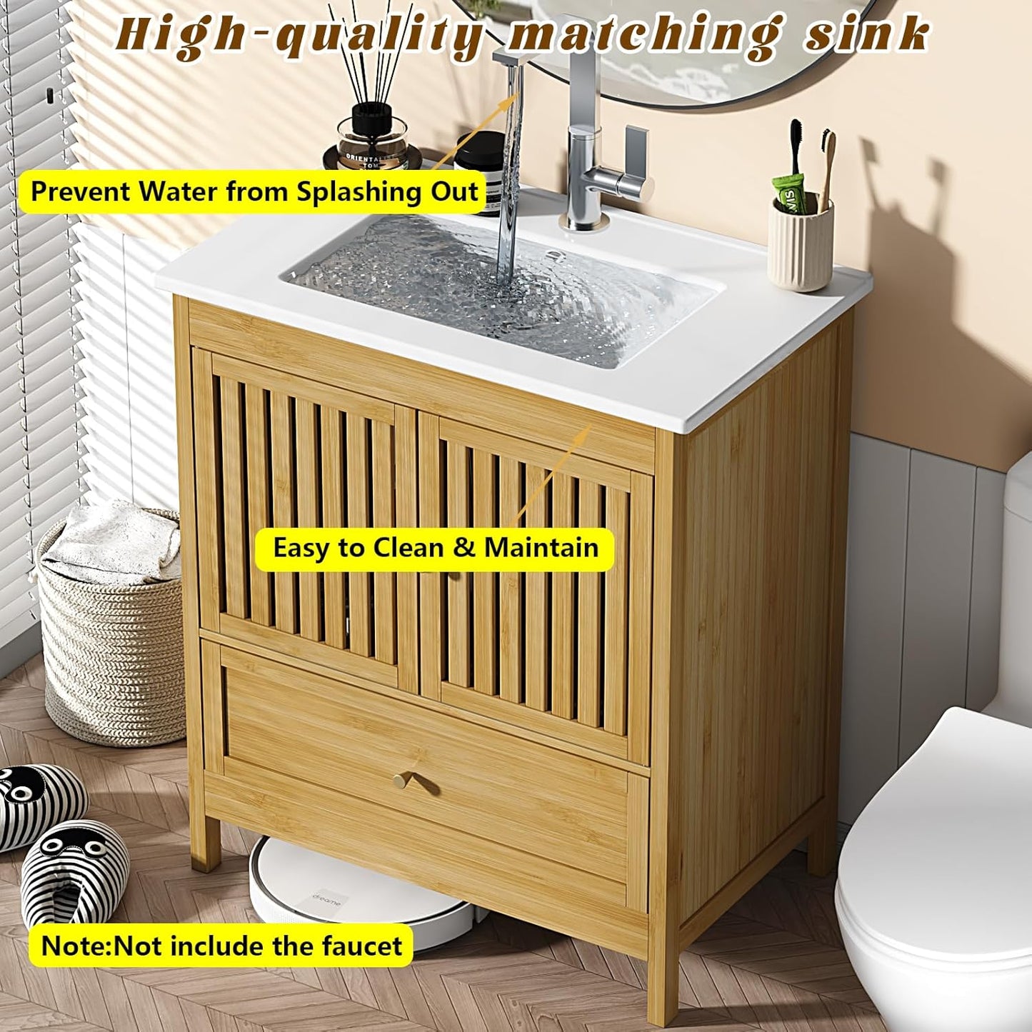 30" Bathroom Vanity - Natural - Cabinet Only - Image 3