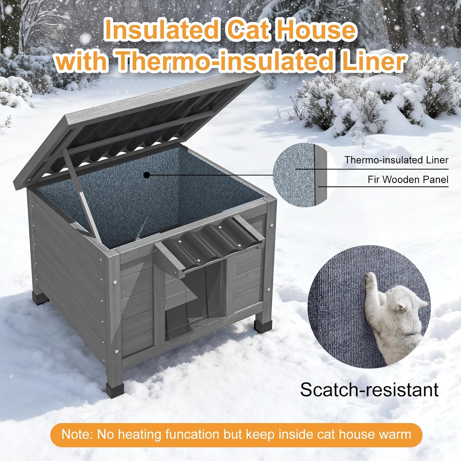 Outdoor Cat House, Insulated Feral Cat Shelter Waterproof with Raised Floor - Image 4