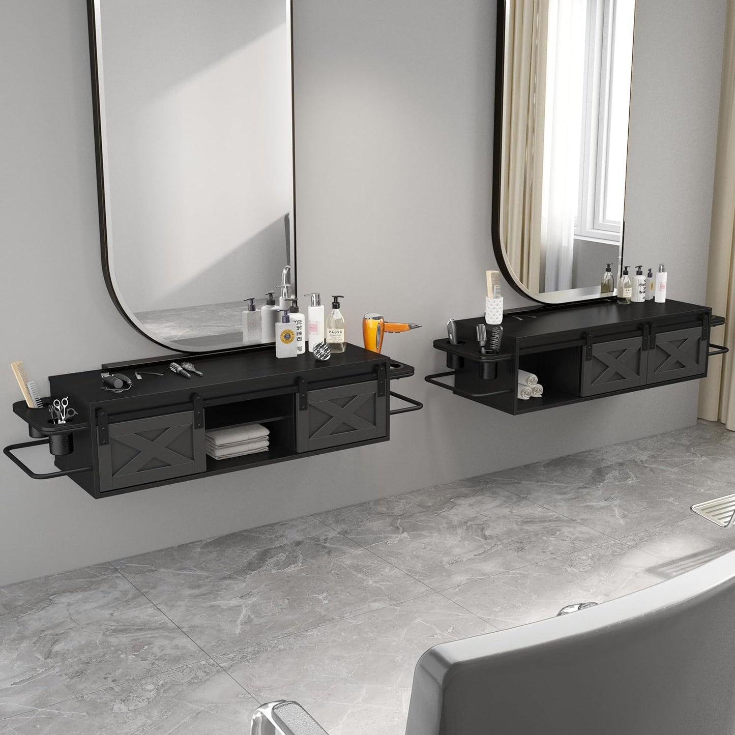 Wall Mount Salon Station, Hair Station with Multifunctional Storage Space - Image 4