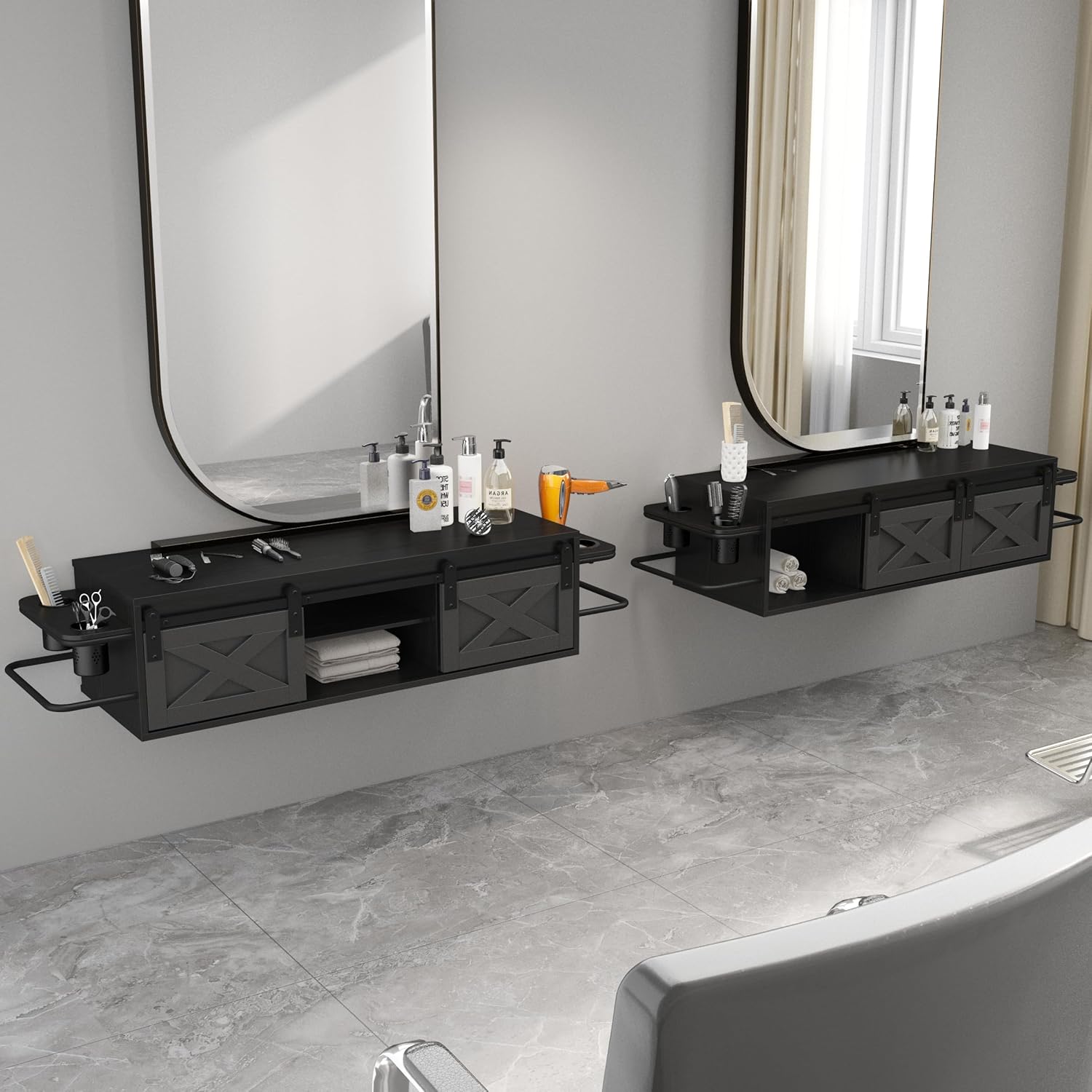 Wall Mount Salon Station, Hair Station with Multifunctional Storage Space - Image 4