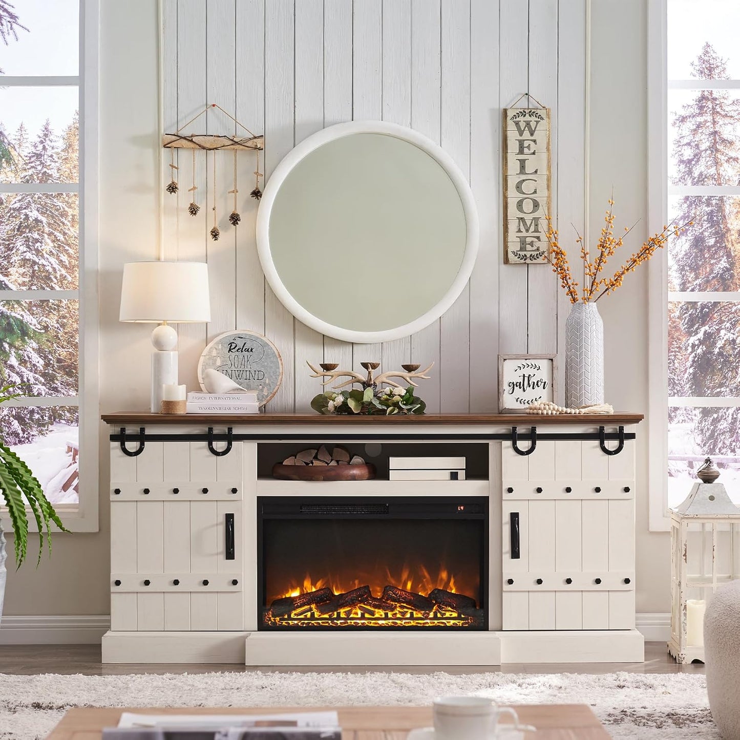 OKD 70"  TV Stand for 75+ 80 Inch TV (FIREPLACE SEPARATE) - Image 2