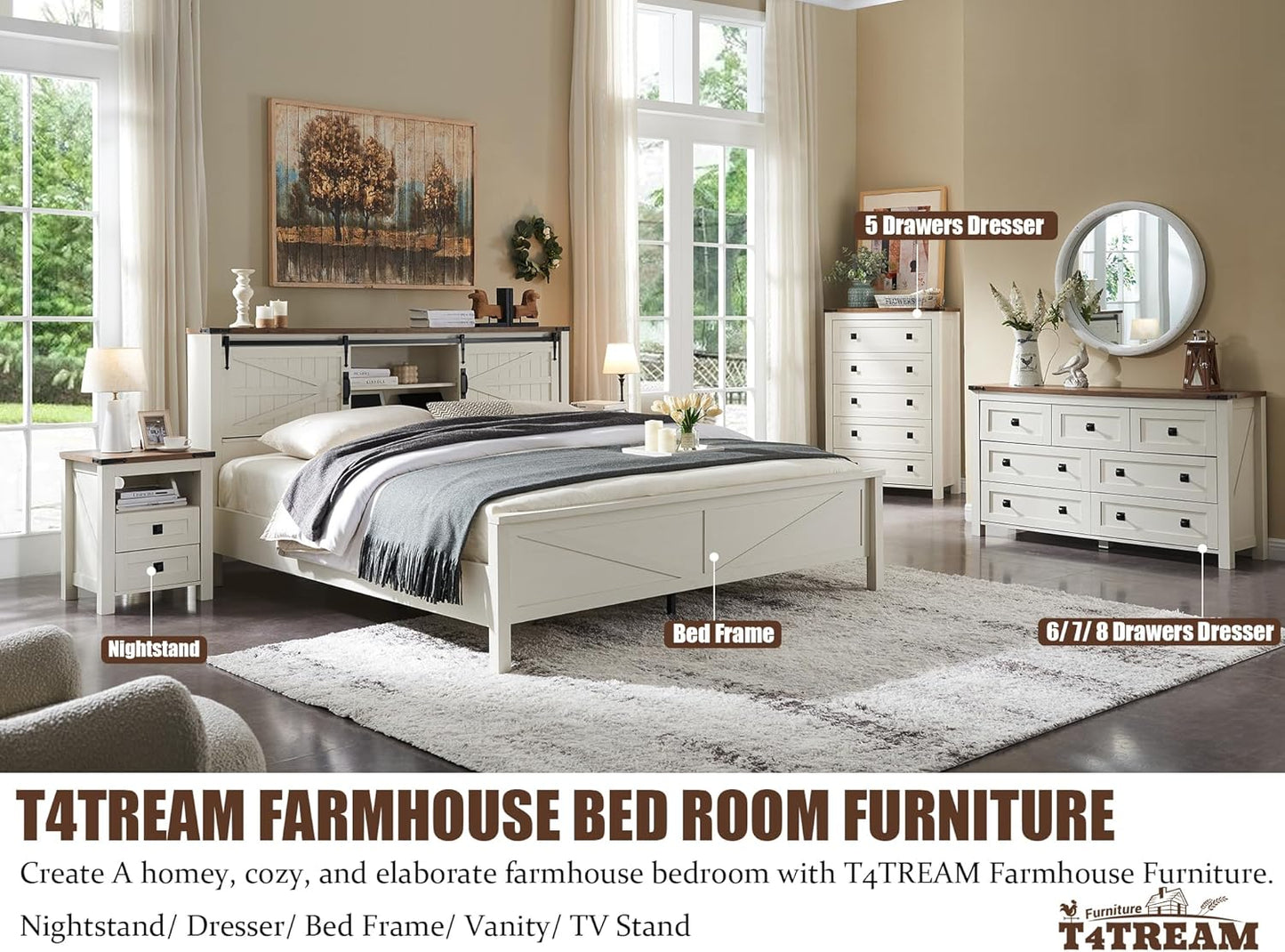 2 DRAWERS Nightstand with Charging Station - White - Image 3