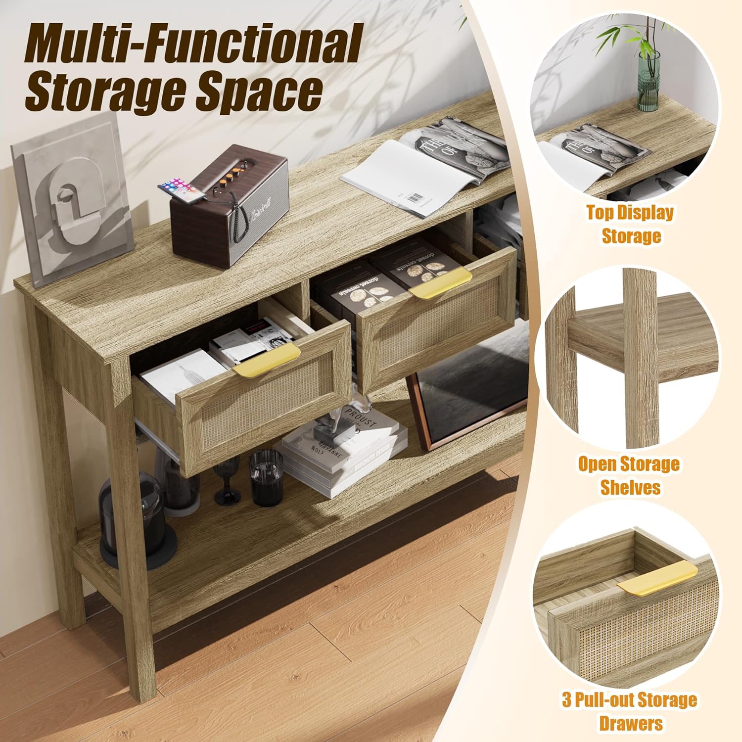 Entryway Table with 3 Drawers - Image 4