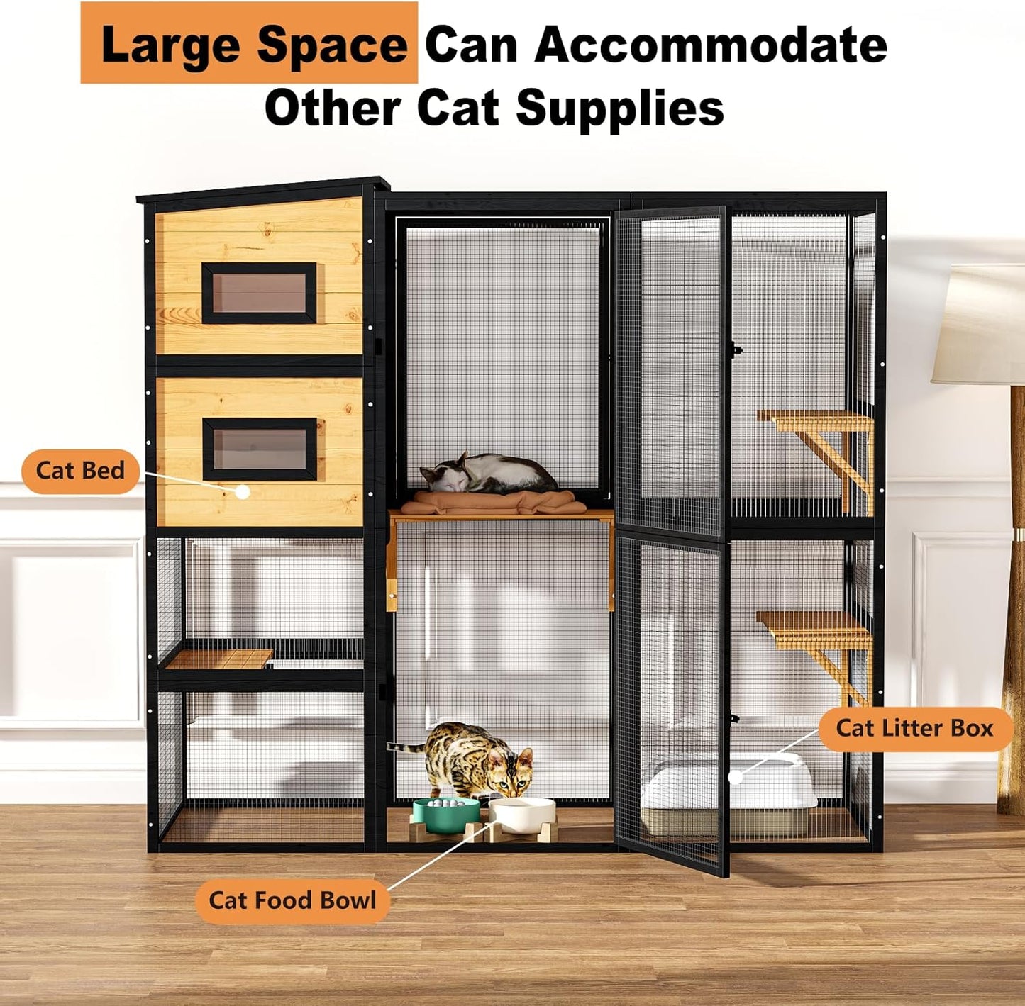 Large Indoor Cat Catio, 4 Tier Outdoor Cat Enclosures House for Cats - Image 4