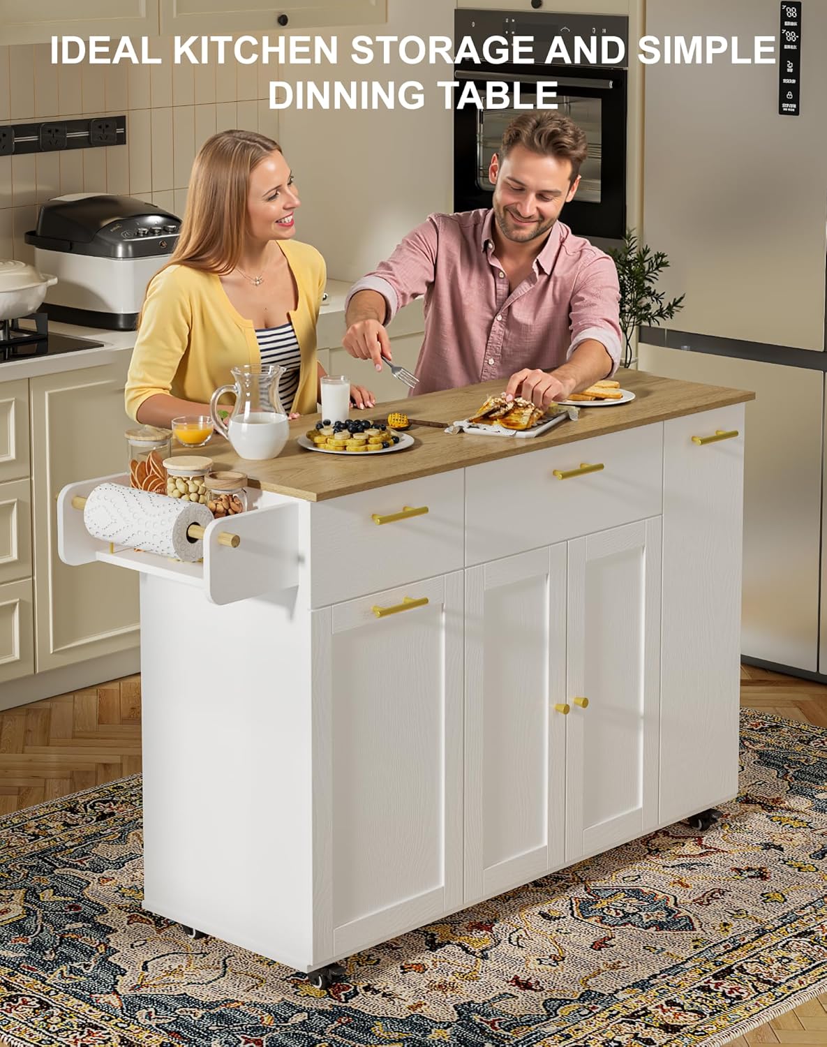 55" Kitchen Island with Storage - White - Image 7