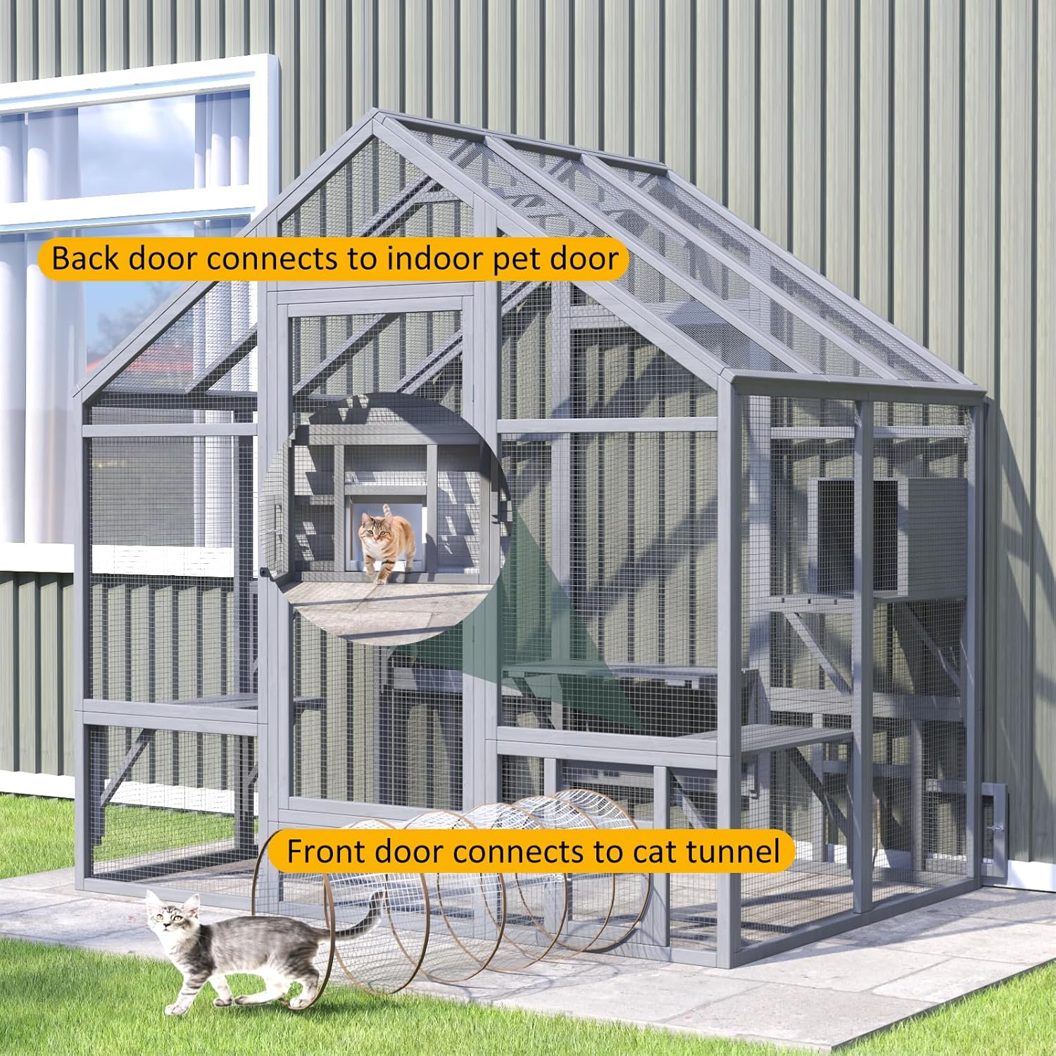 Large Outdoor Catio Enclosure with 7 Tiered Platforms & 2 Premium Resting Boxes - Image 4