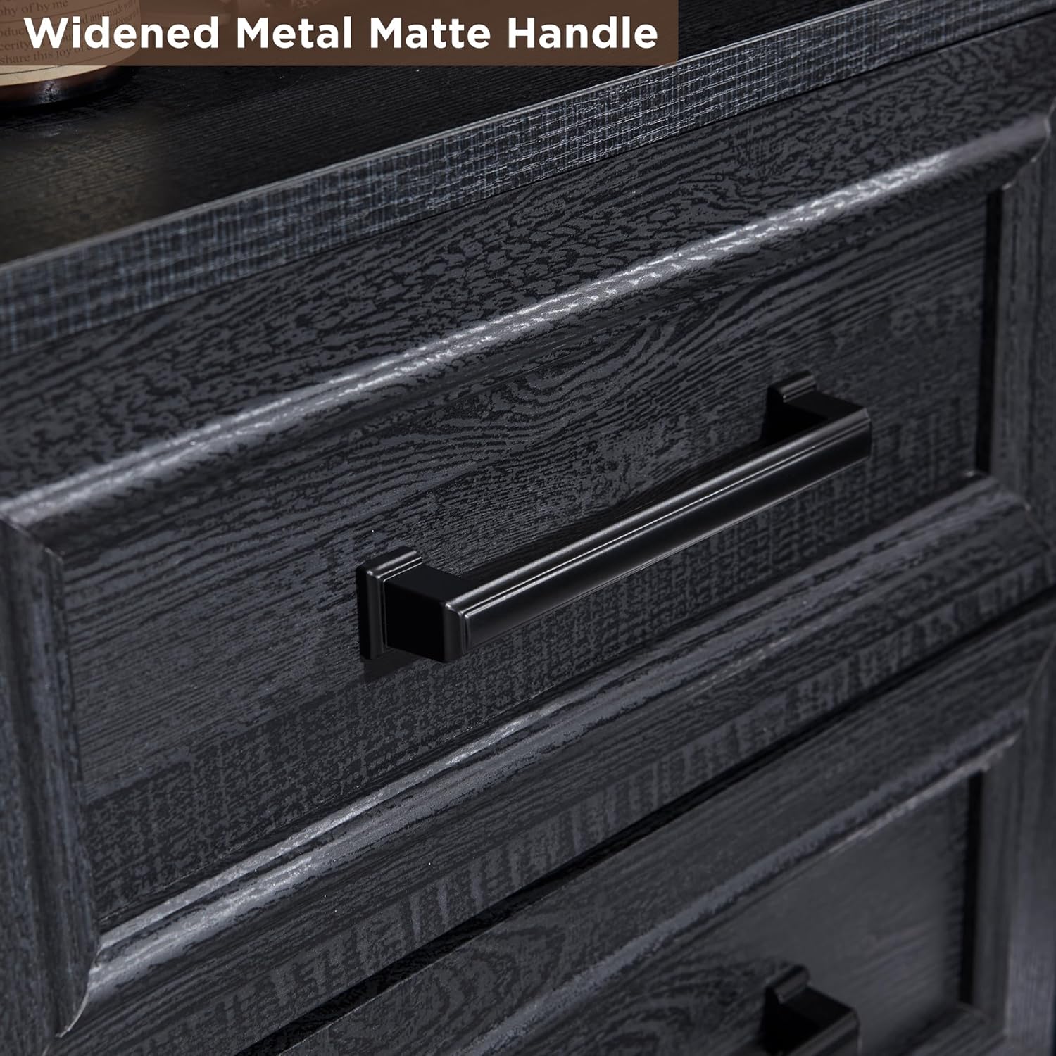 2 DRAWERS Nightstand with Charging Station - Black - Image 5