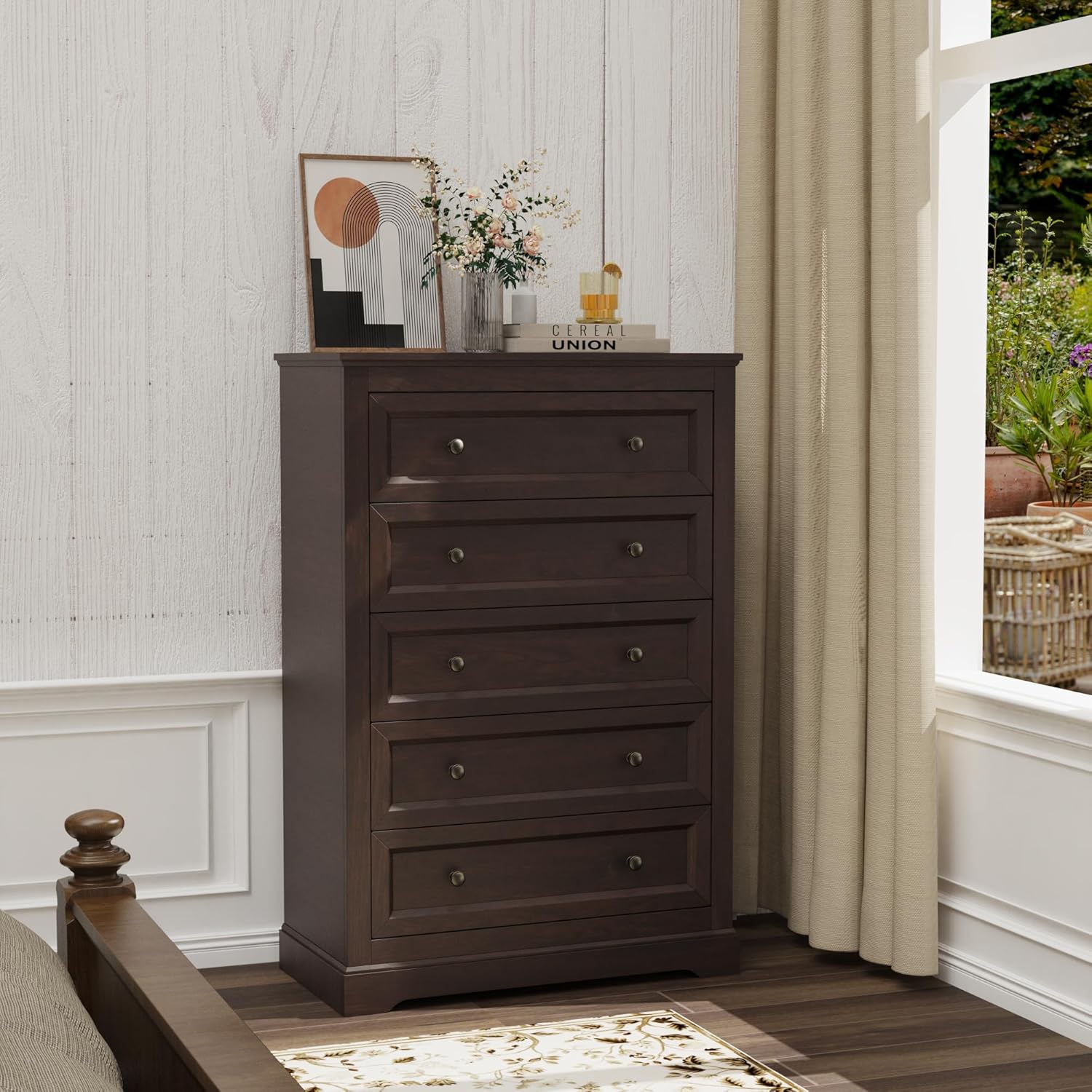 Farmhouse Dresser 5 Drawer (Brown) - Image 2