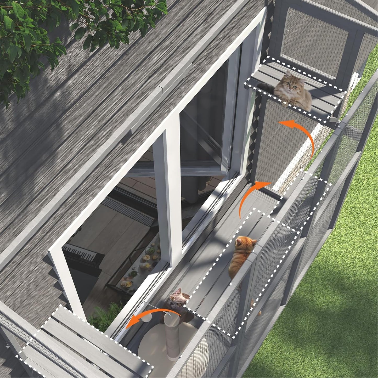 Cat Catio, Window Catio for Multiple Indoor Cats with 4 Jump Platforms - Image 5