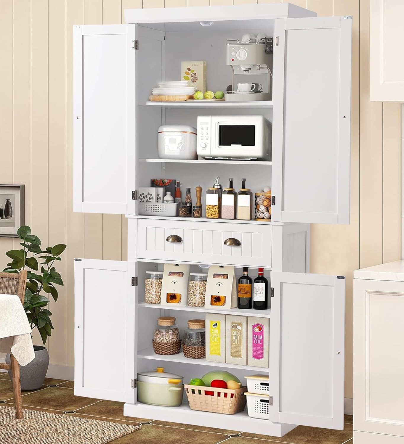  Tall Kitchen Pantry Cabinet - WHITE - Image 6