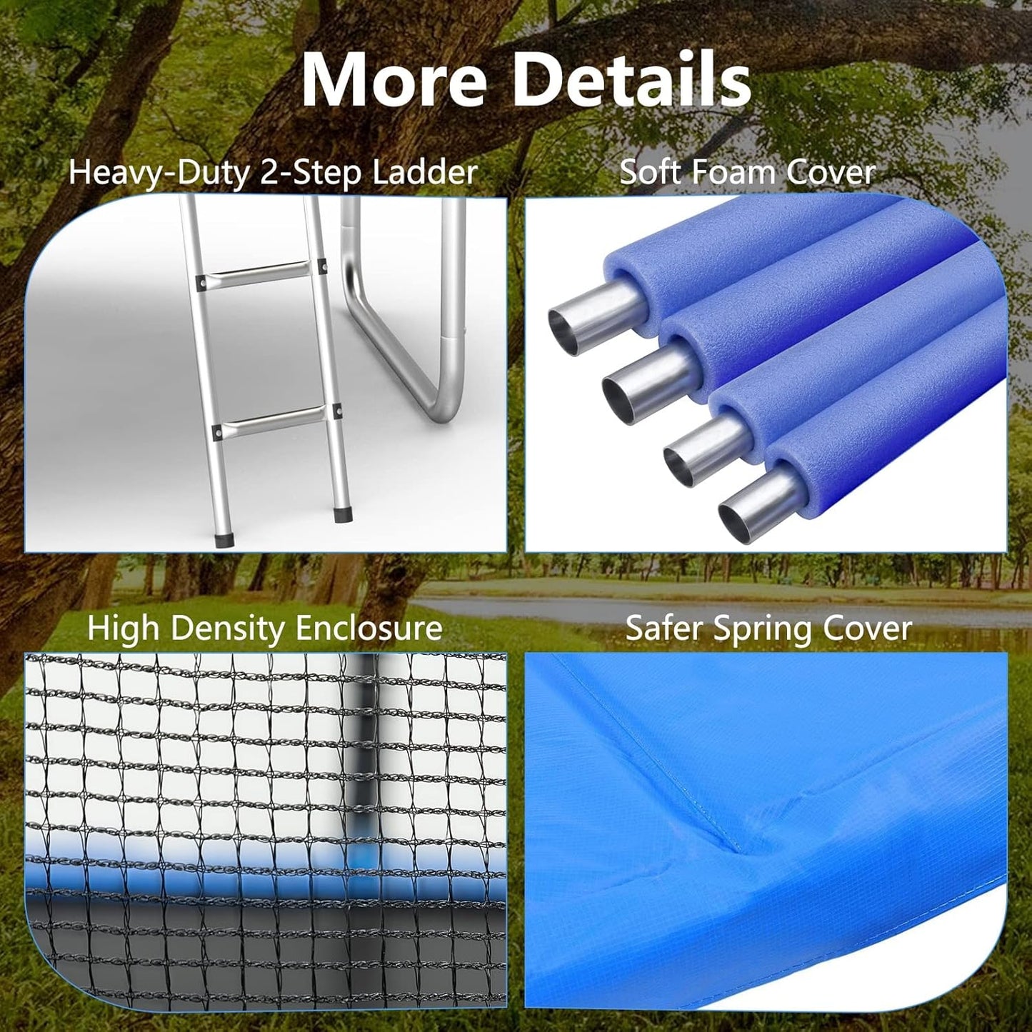 12FT Trampoline with Safety Enclosure Net - Blue - Image 5