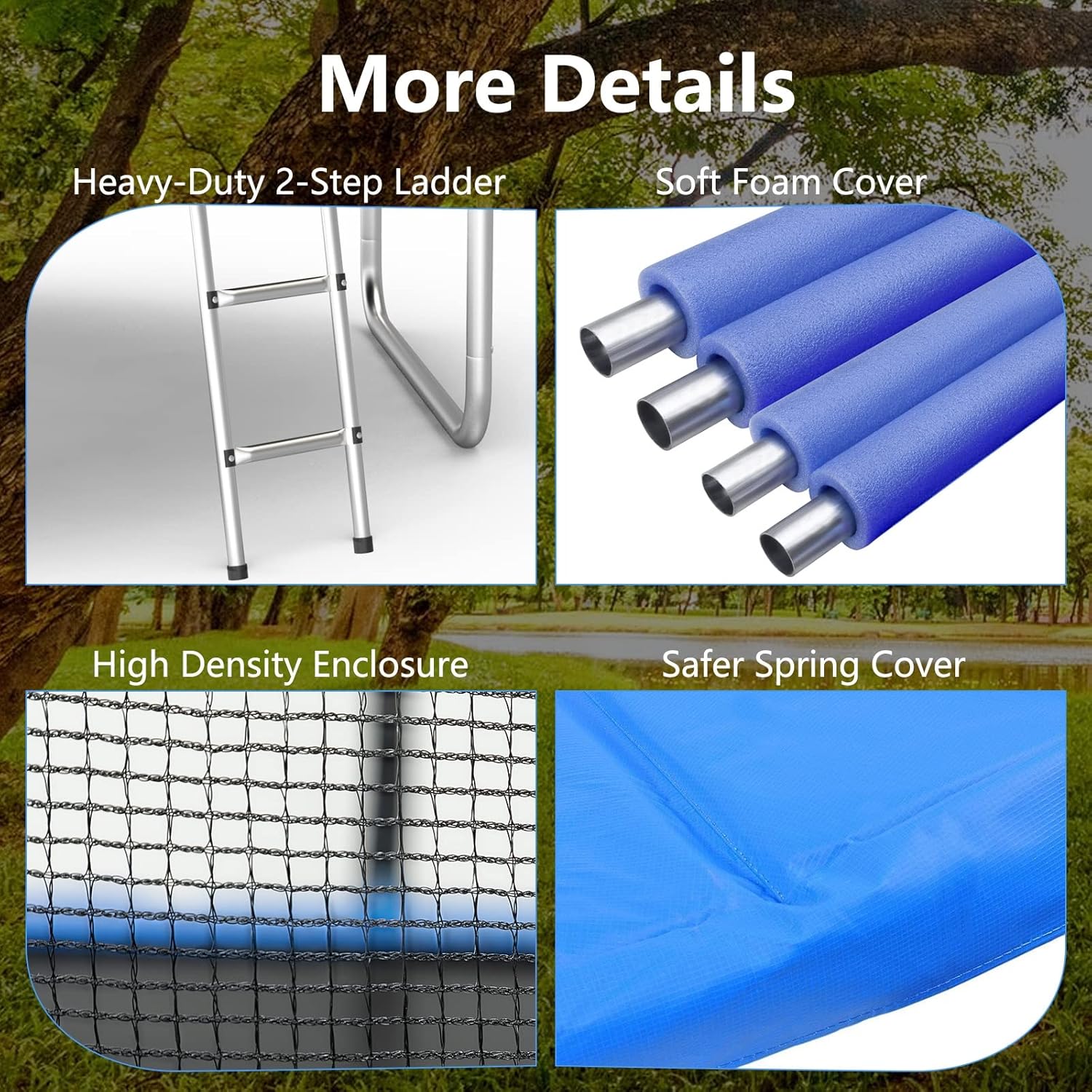 12FT Trampoline with Safety Enclosure Net - Blue - Image 5