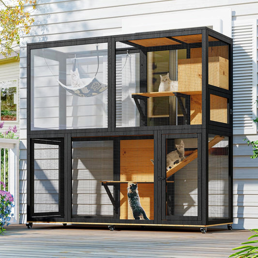 Large Catio with Wheels, 4 Tier Cat Enclosures House - Image 1