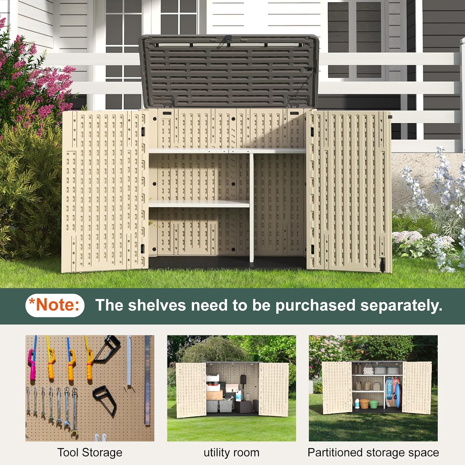 30 Cu.Ft Outdoor Storage Shed, Multi-Purpose Weather-Resistant Utility Shed - Image 4