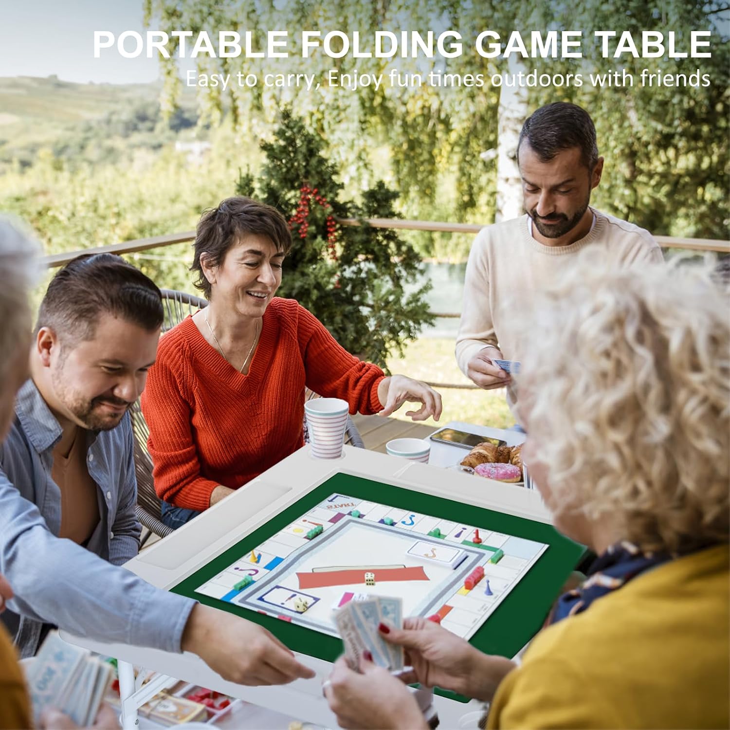 35.4" Square Folding Card Table - Image 5