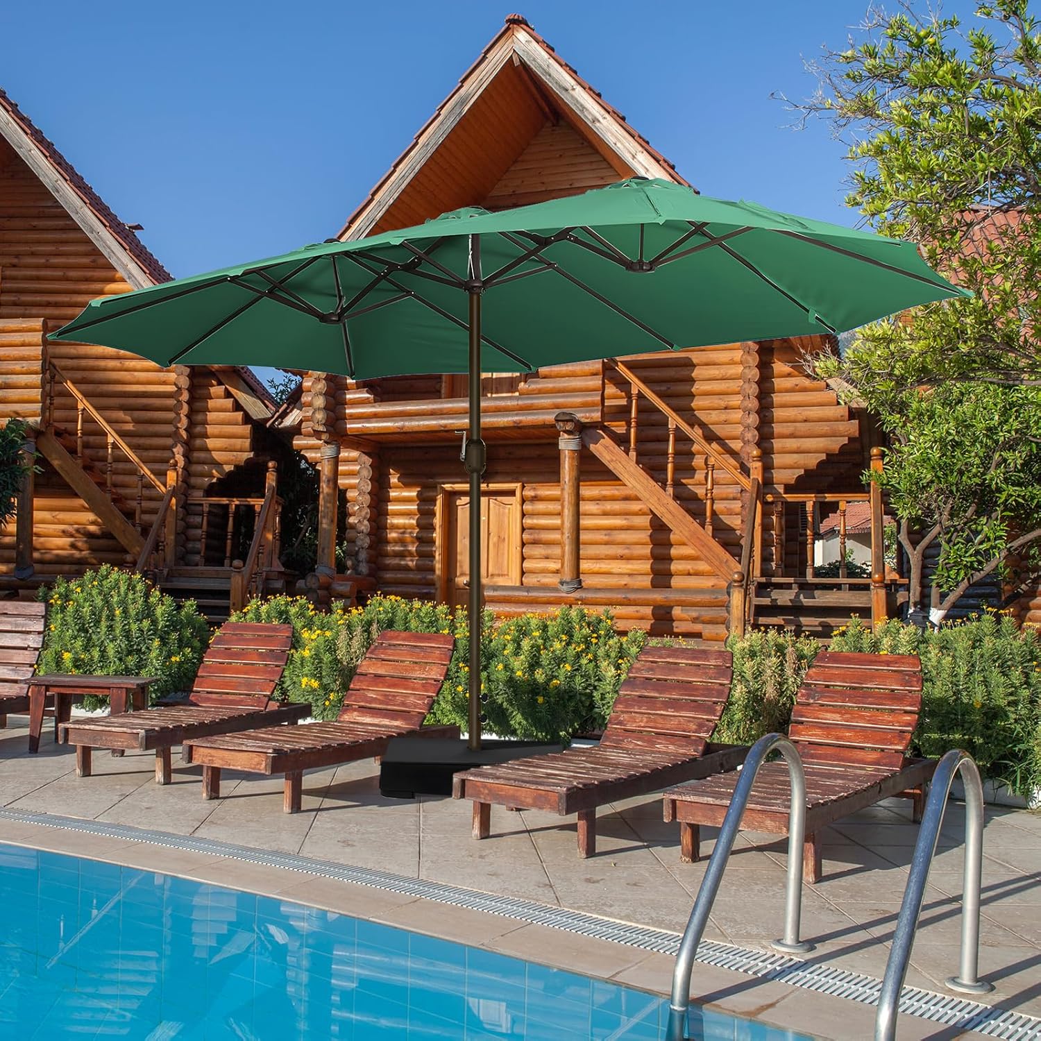 Double-Sided Patio Umbrella - Green - Image 10