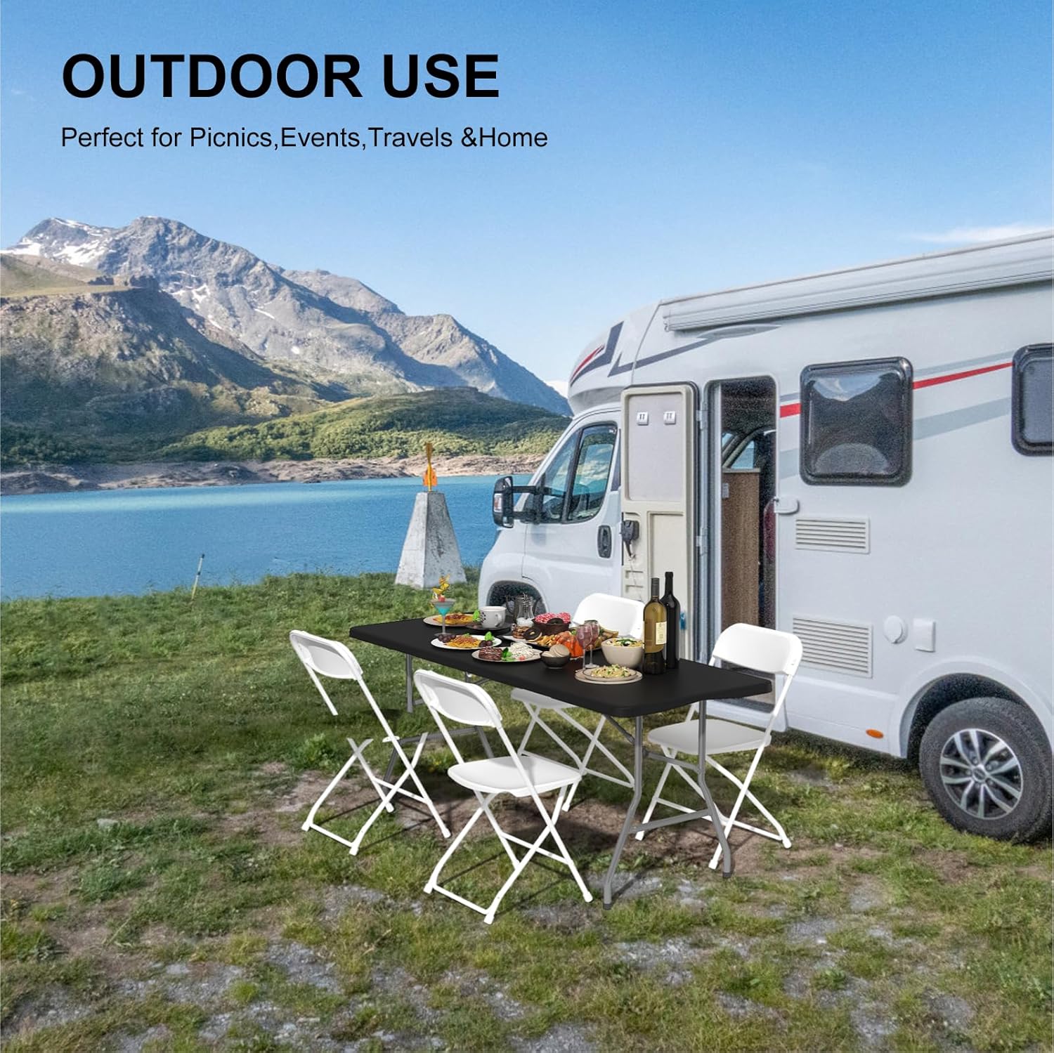 Foldable Table 6ft - Black - Image 7