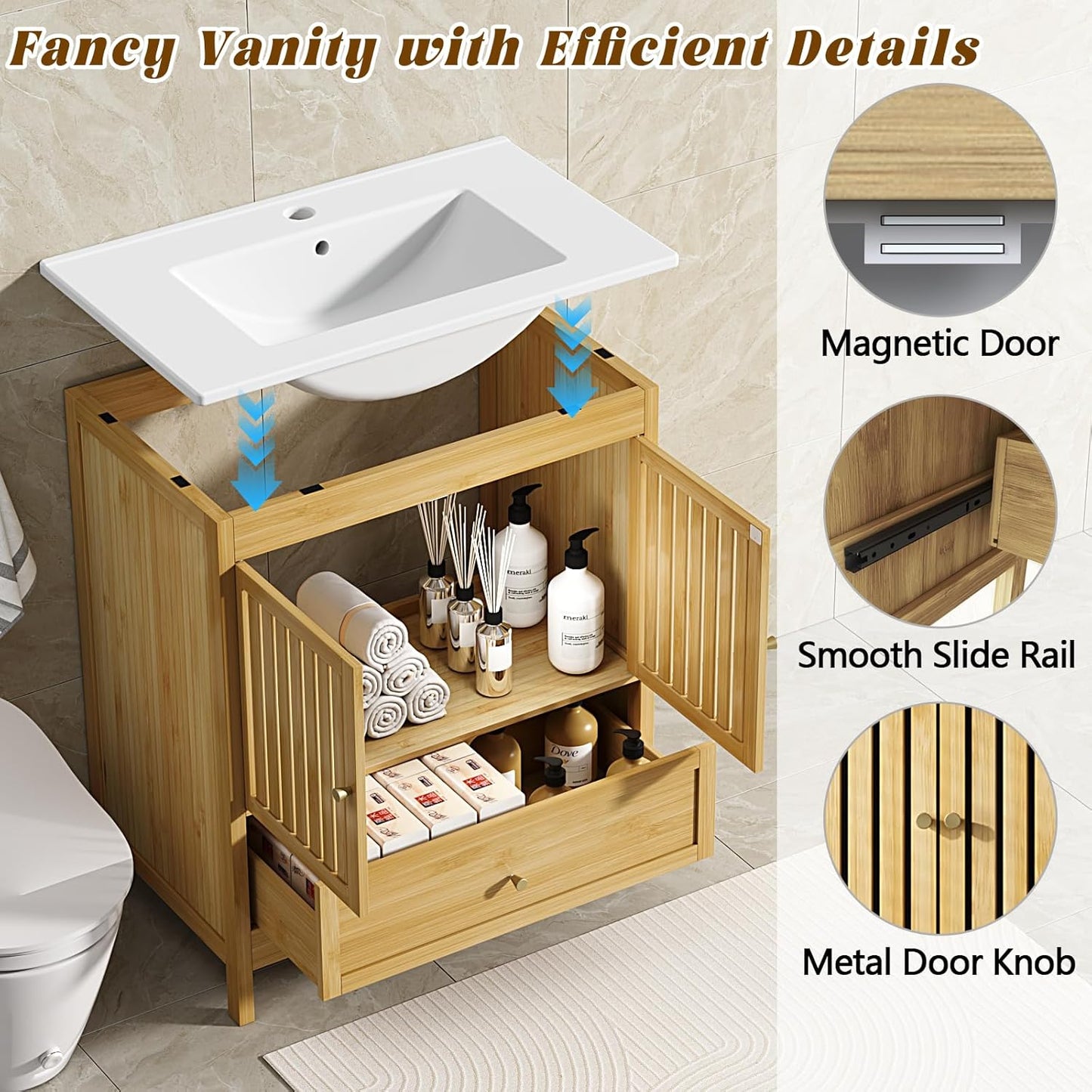 30" Bathroom Vanity - Natural - Cabinet Only - Image 7