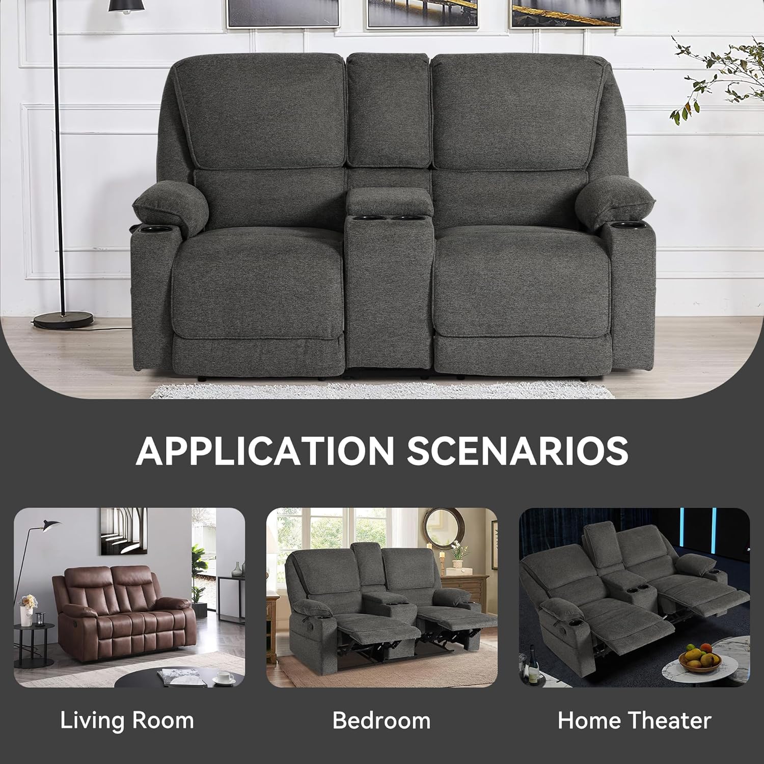 67.9" RV Loveseat Recliner Double Recliner RV Sofa - Image 6