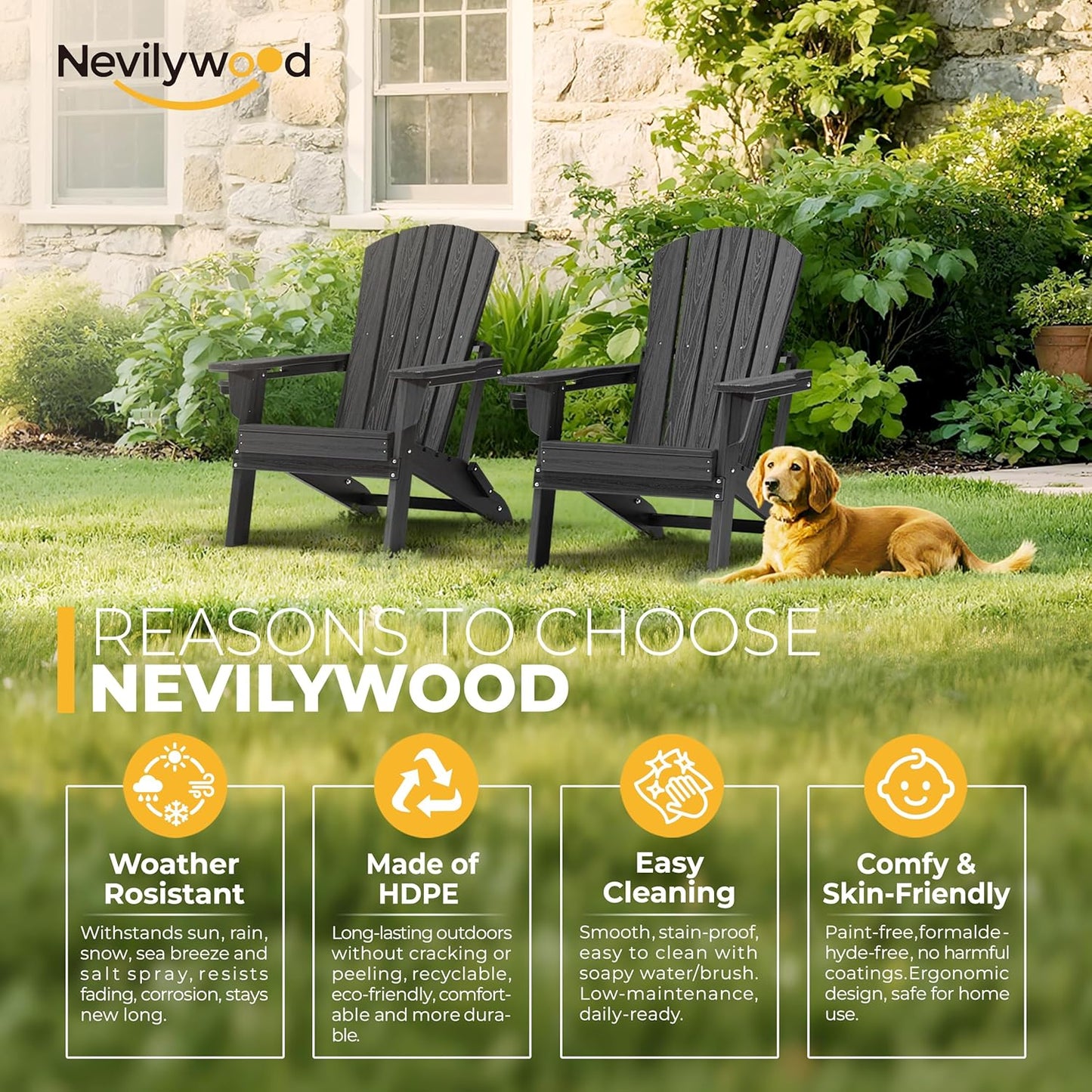 FOLDING ADIRONDACK CHAIR, SET OF 2 - Image 4