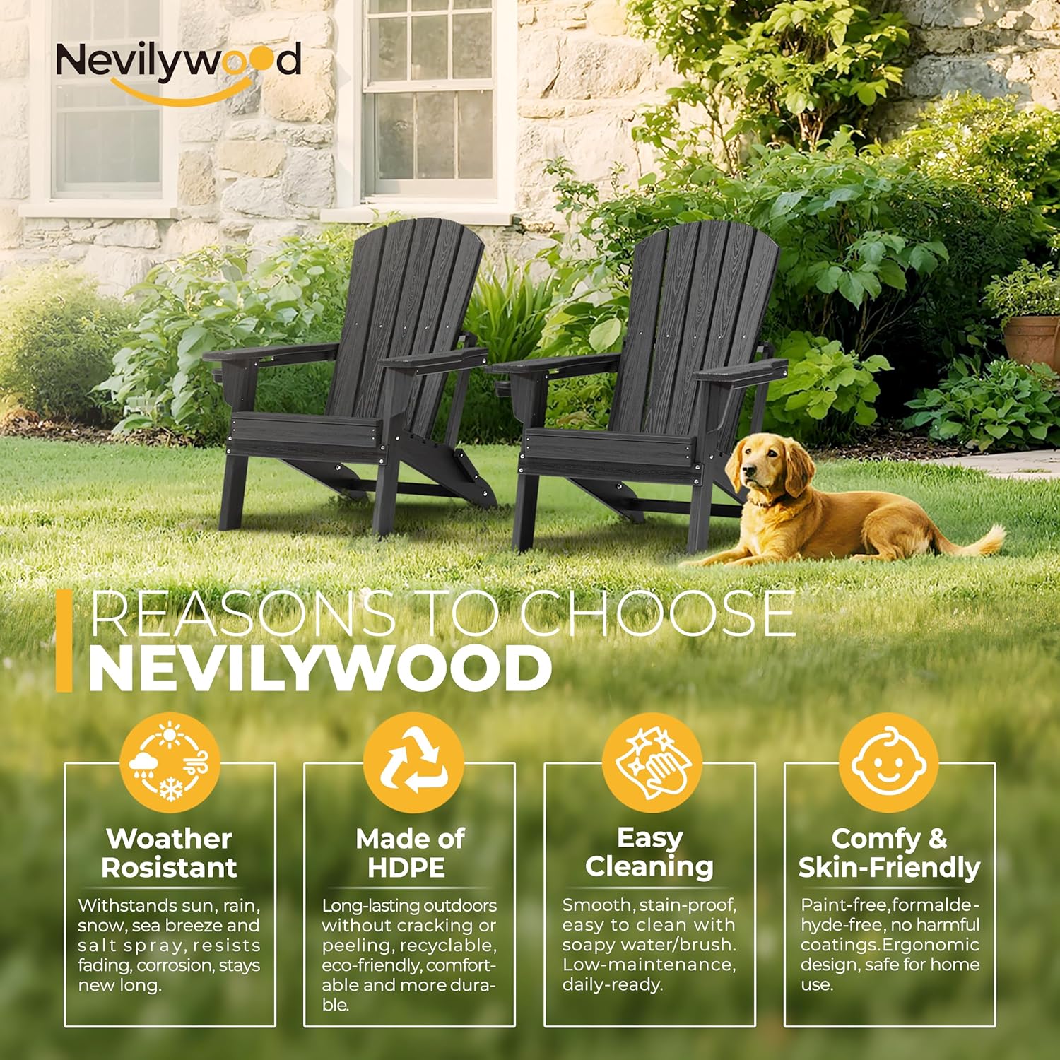 FOLDING ADIRONDACK CHAIR, SET OF 2 - Image 4