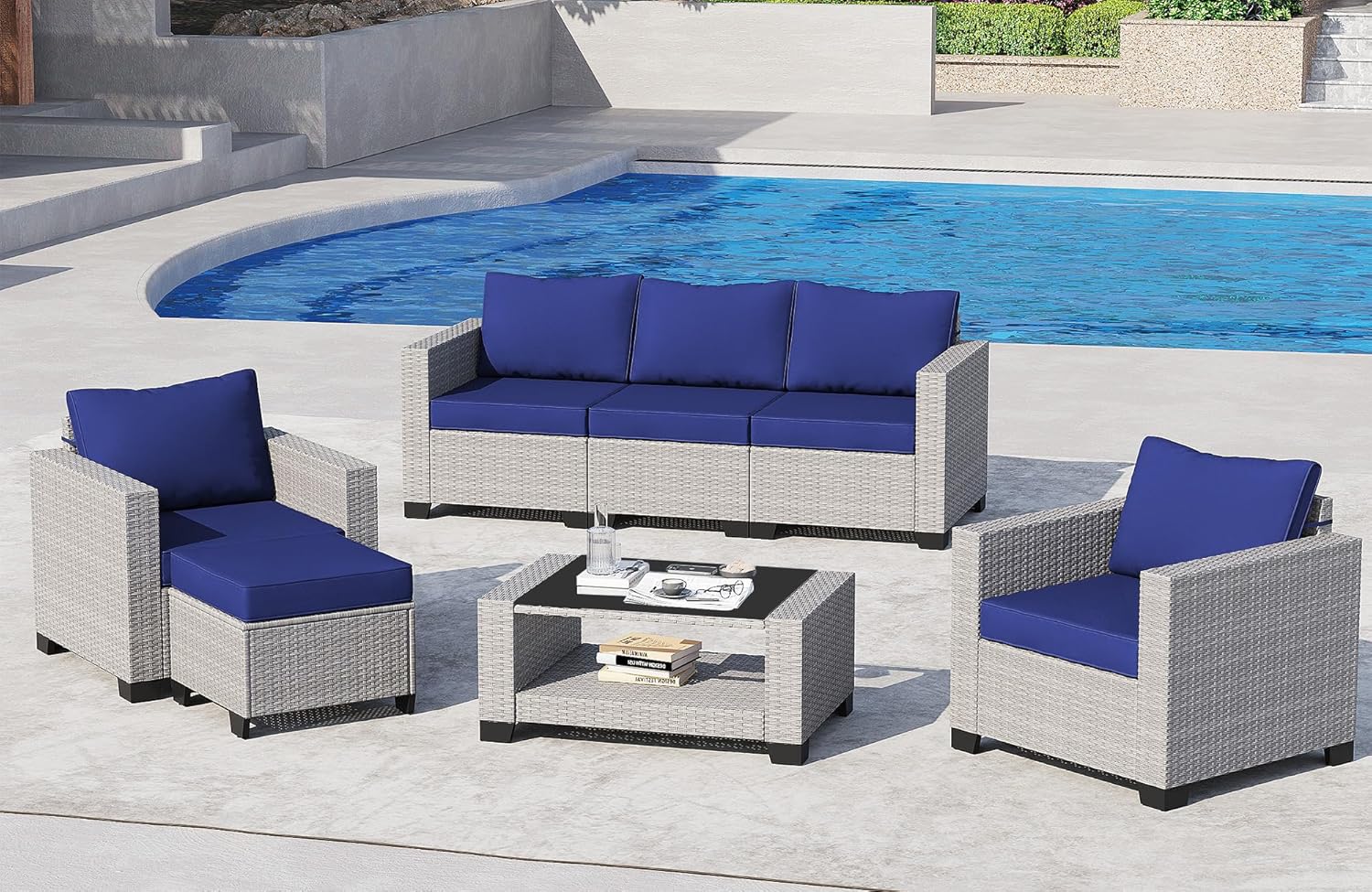 7 Piece Patio Set - A -3 SETS Ready, 2 GLASS BROKEN - Image 8