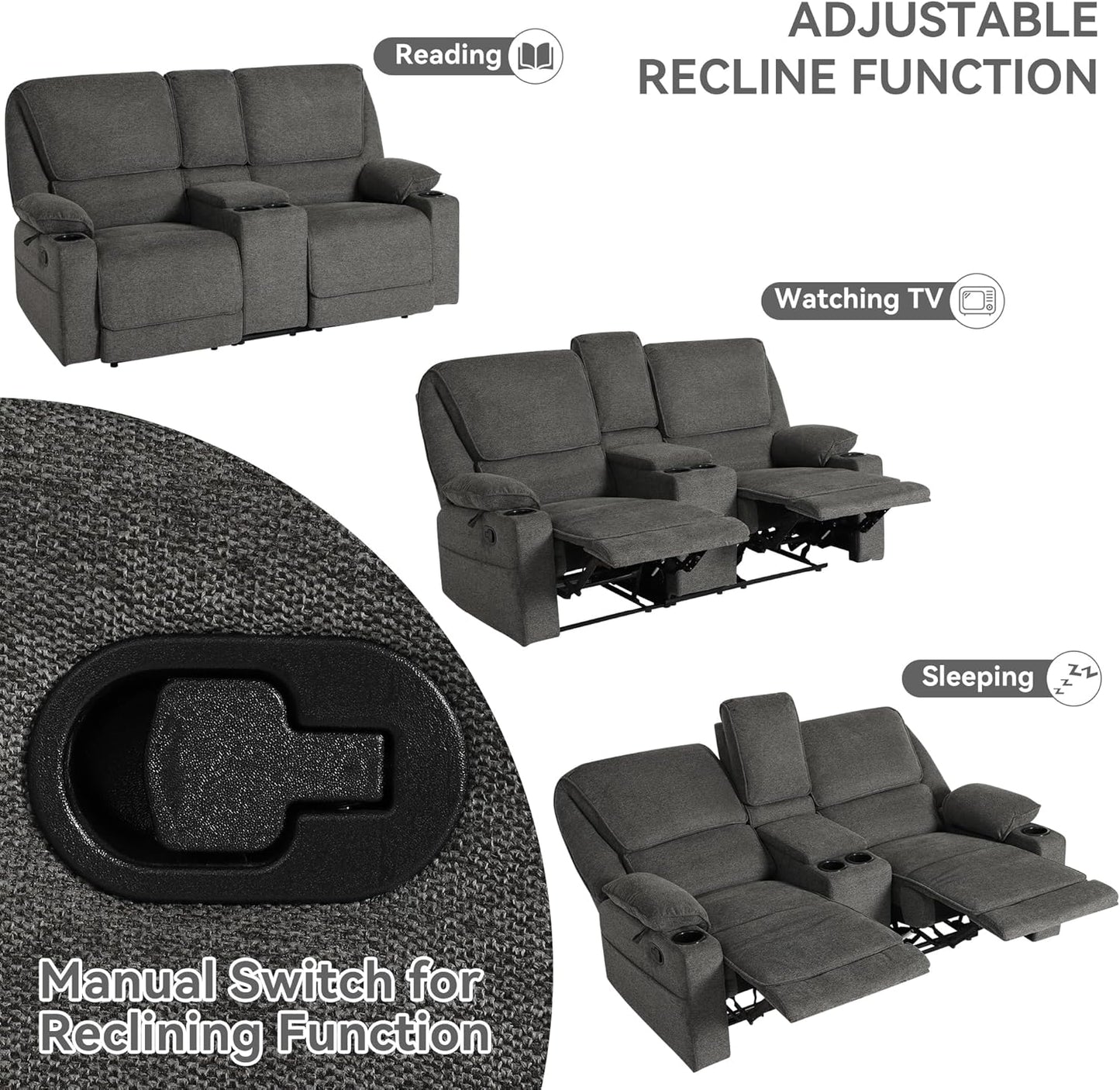 67.9" RV Loveseat Recliner Double Recliner RV Sofa - Image 7