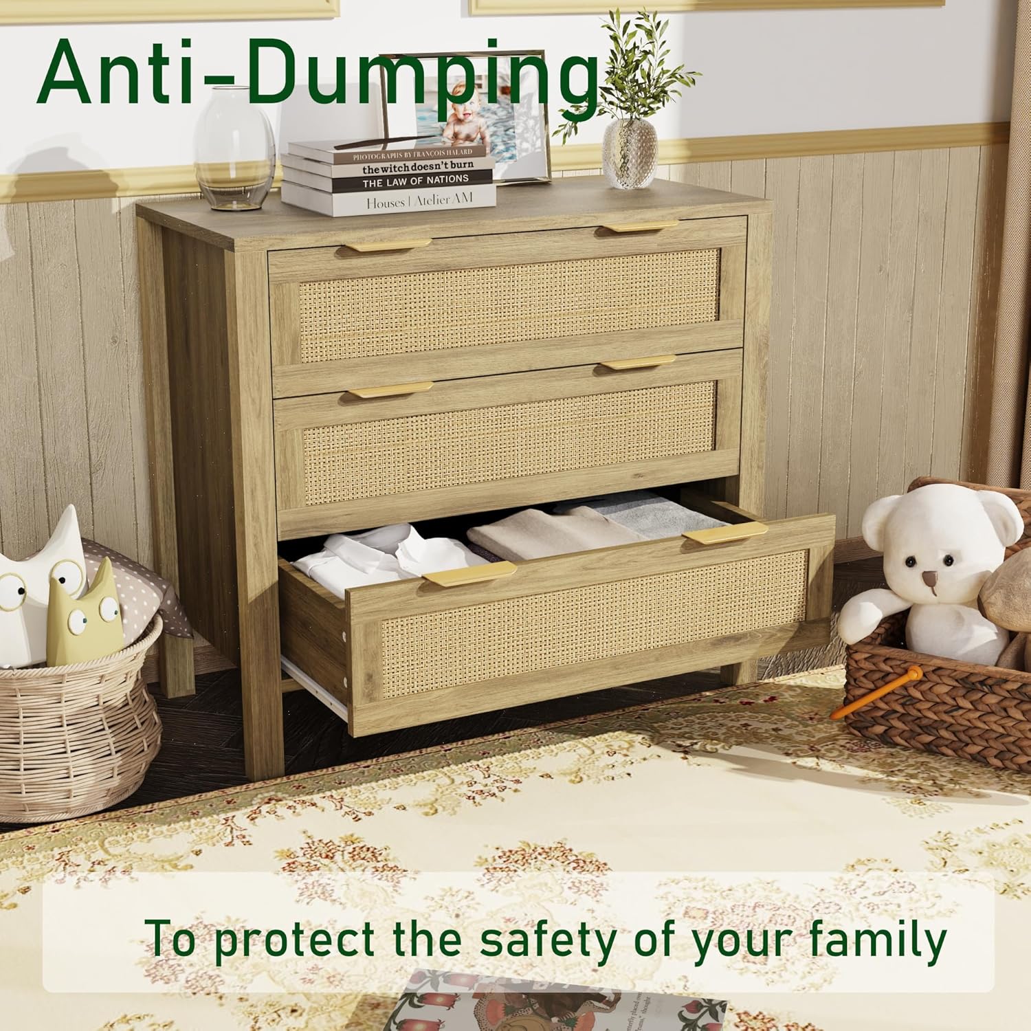 3 Drawer Rattan Dressers - Image 6