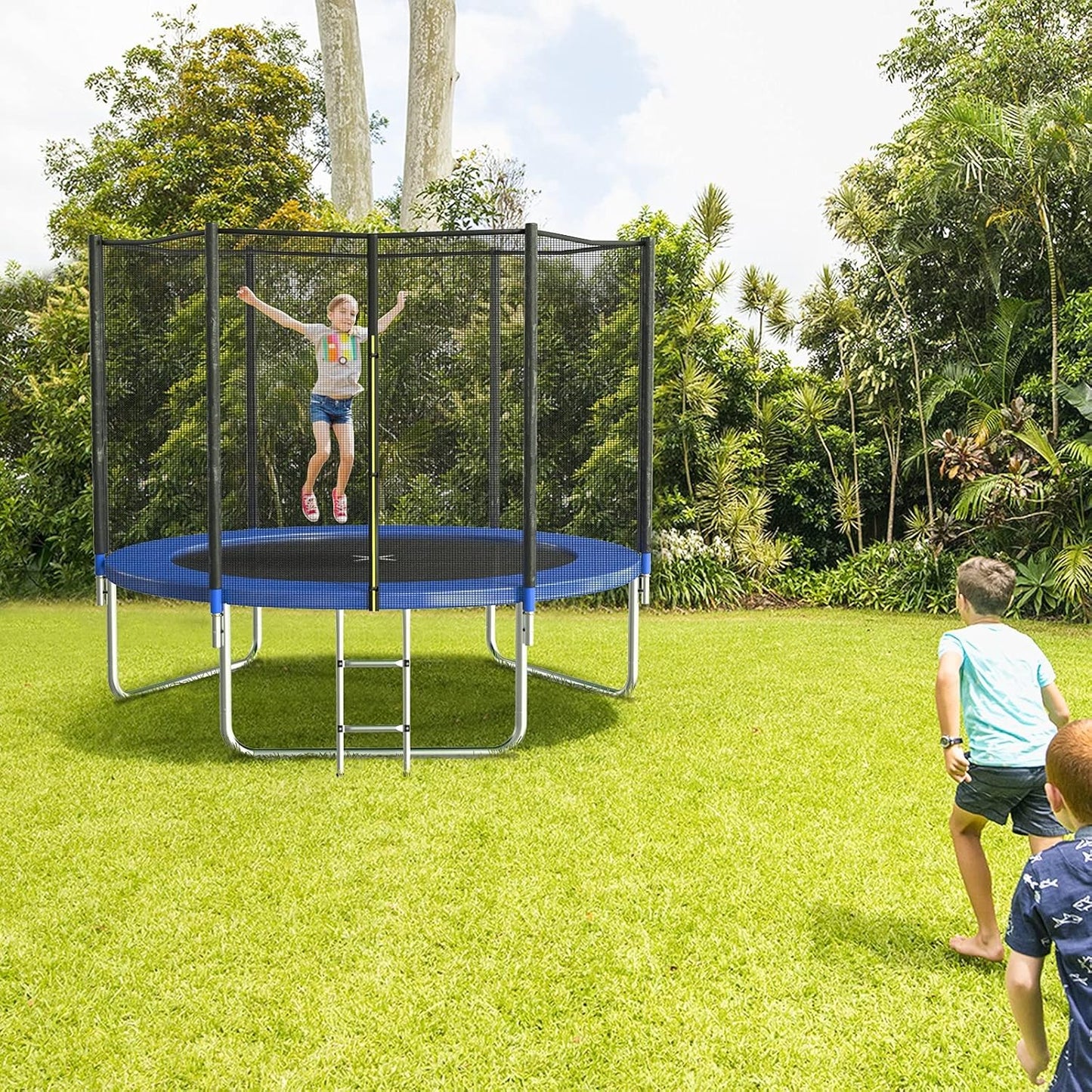 10FT Trampoline with Safety Enclosure Net - Black - Image 8