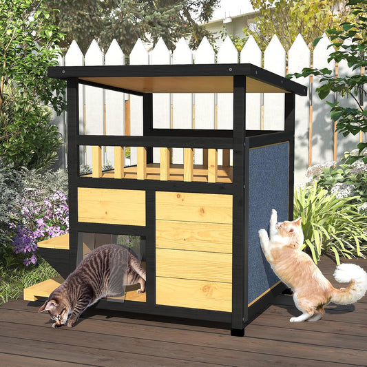 Outdoor Cat House Weatherproof - Outside Two Story Feral Cat Shelter - Image 1