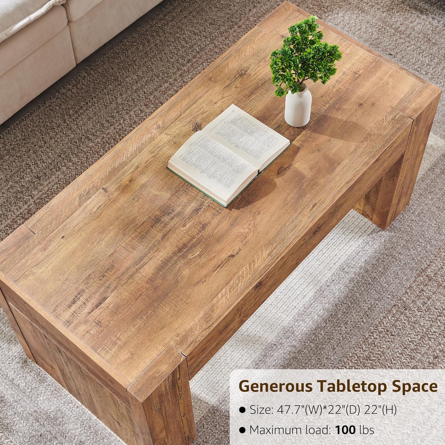 48" Wide Modern Coffee Table - Golden Rustic Barnwood - Image 4