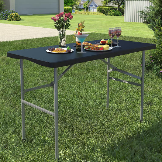  Foldable Table 4ft, Plastic Folding Table-BLACK - Image 1