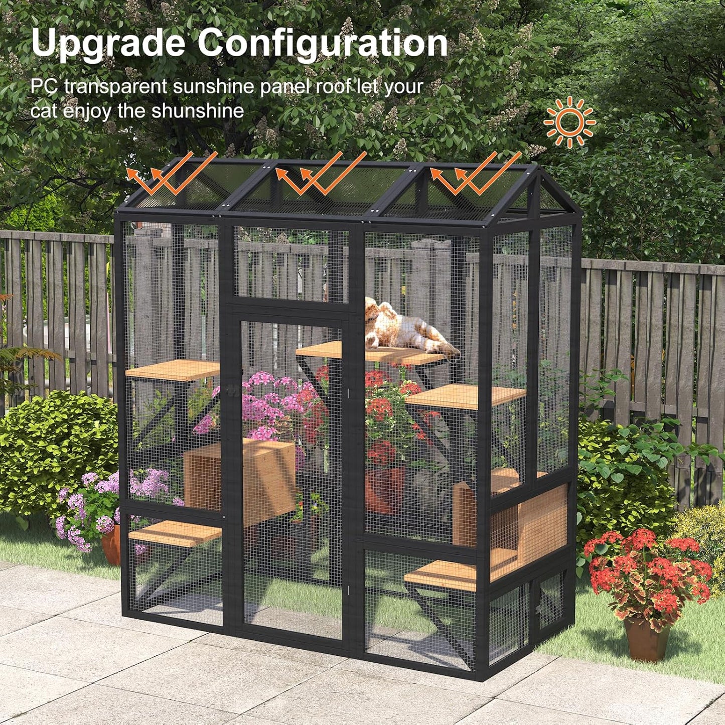 Cat Catio, Black Catio Outdoor Cat Enclosure, Large Cats House for Multiple Cats - Image 4