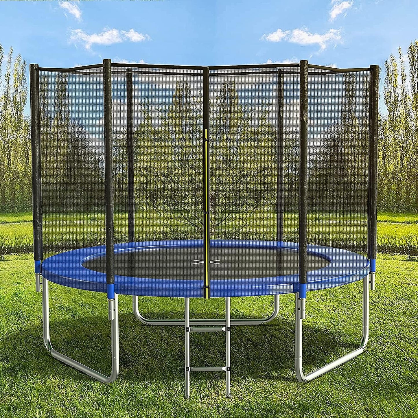 10FT Trampoline with Safety Enclosure Net - Black - Image 1