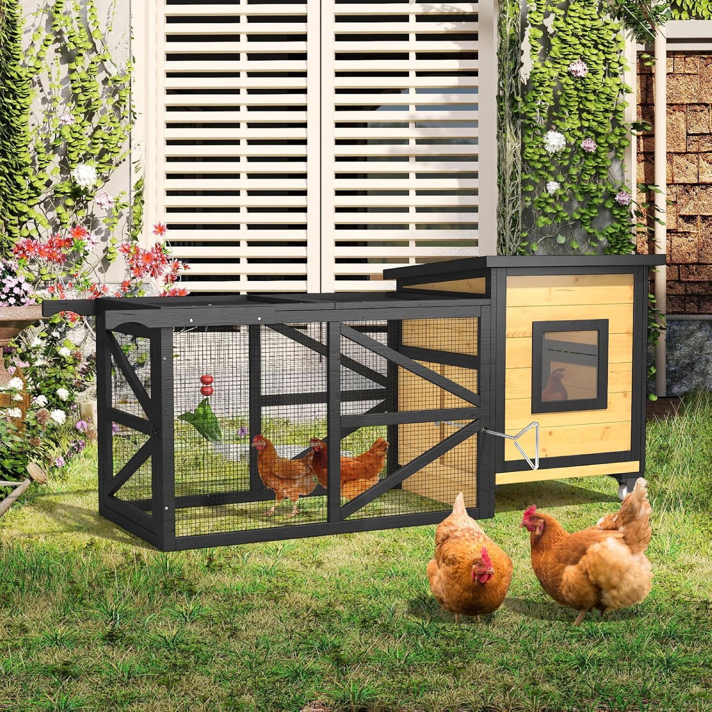 71'' Chicken Coop for 2-3 Chickens with Wheels - Image 1