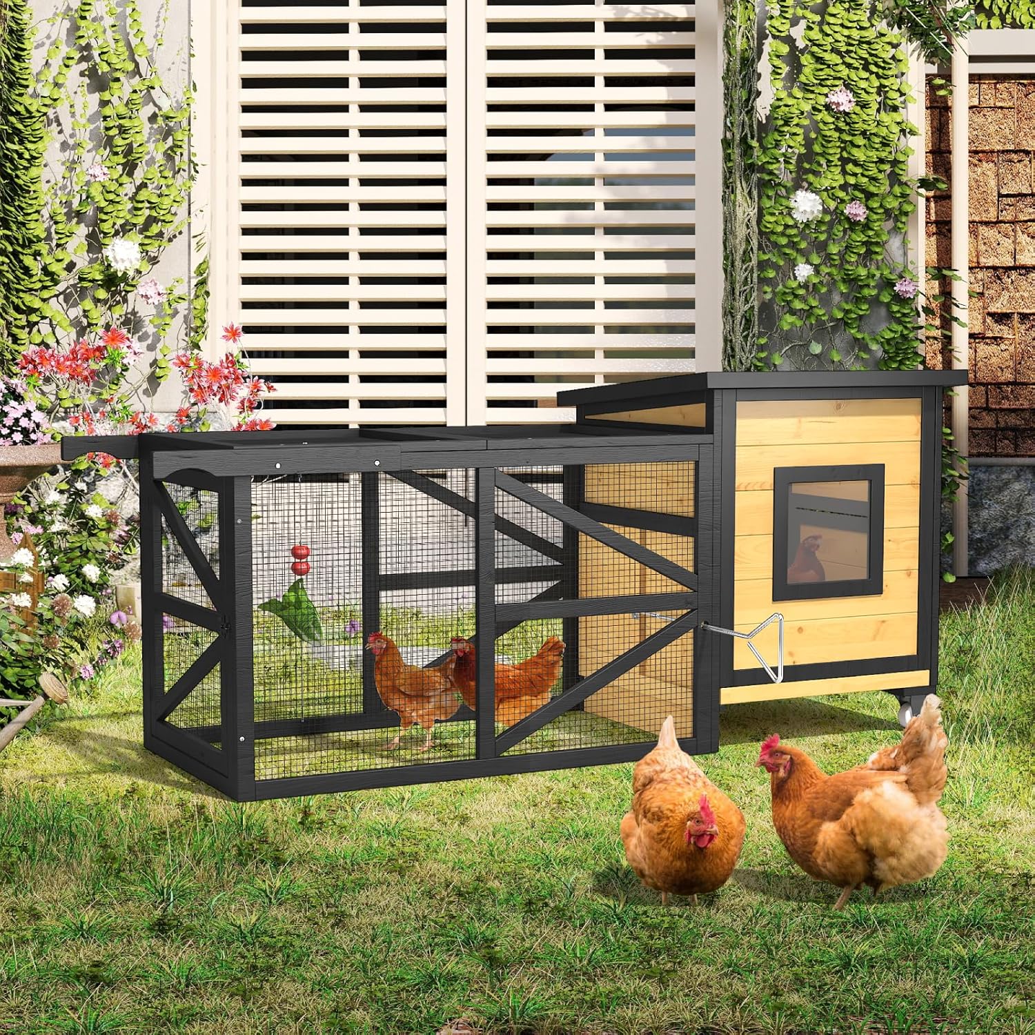 71'' Chicken Coop for 2-3 Chickens with Wheels - Image 1