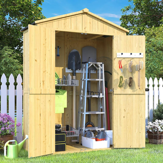 Outdoor Storage Shed, 76'' Outdoor Shed Storage Cabinet, Garden Shed, Wood Tool Shed - Image 1