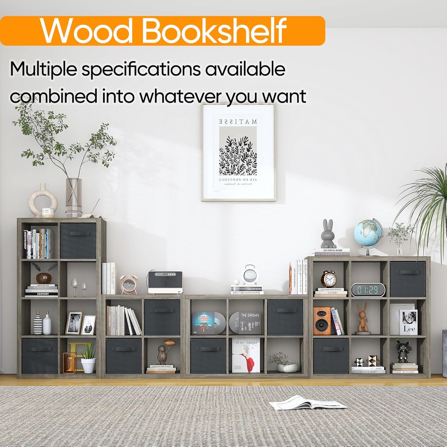 6-Cube Storage Organizer - Gray Oak - Image 4