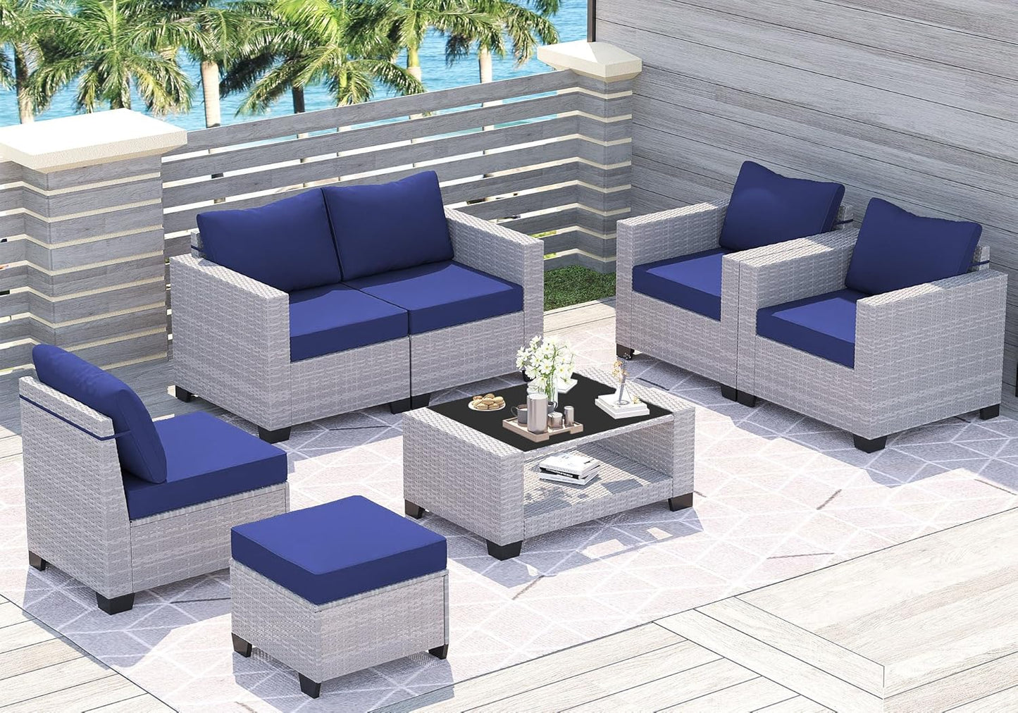 7 Piece Patio Set - A -3 SETS Ready, 2 GLASS BROKEN - Image 9