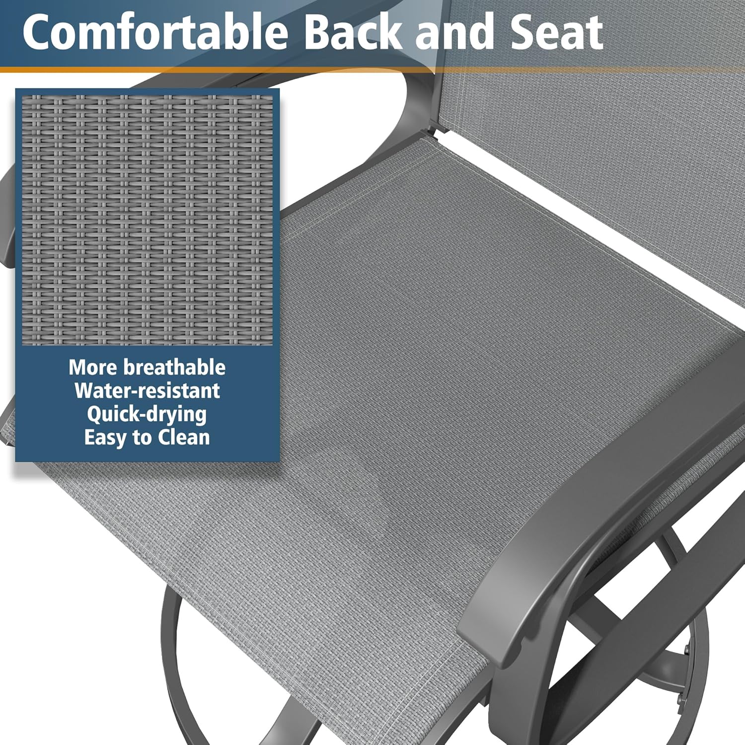 Patio Swivel Chair Set of 2 - GREY - Image 4