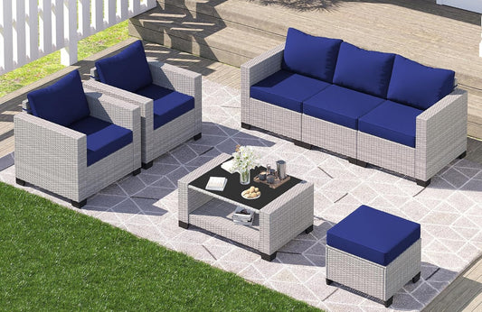 7 Piece Patio Set - A -3 SETS Ready, 2 GLASS BROKEN - Image 1