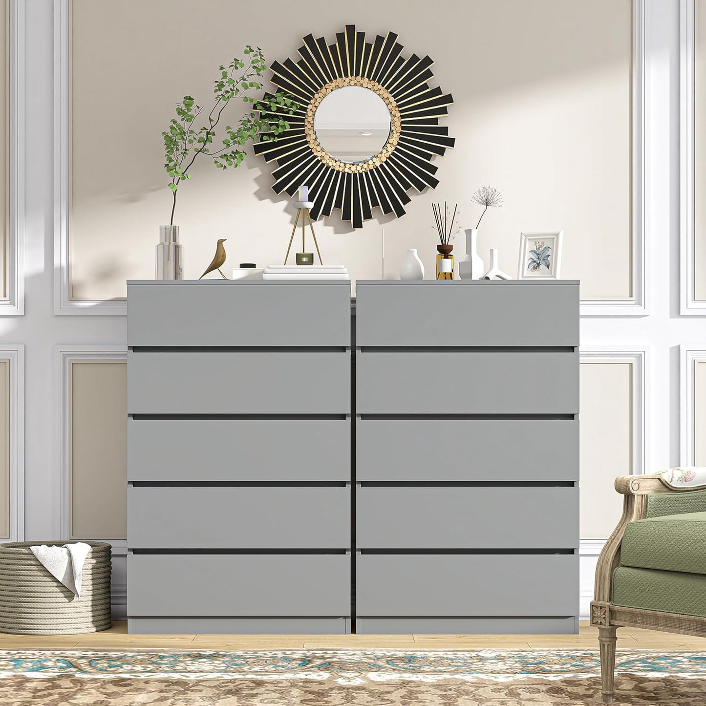 x 5 Drawer Dresser - Grey - SET OF 1 - Image 6